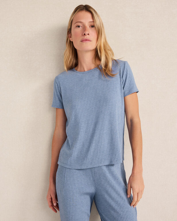 Resti Drapey Rib Knit Short Sleeve Top
