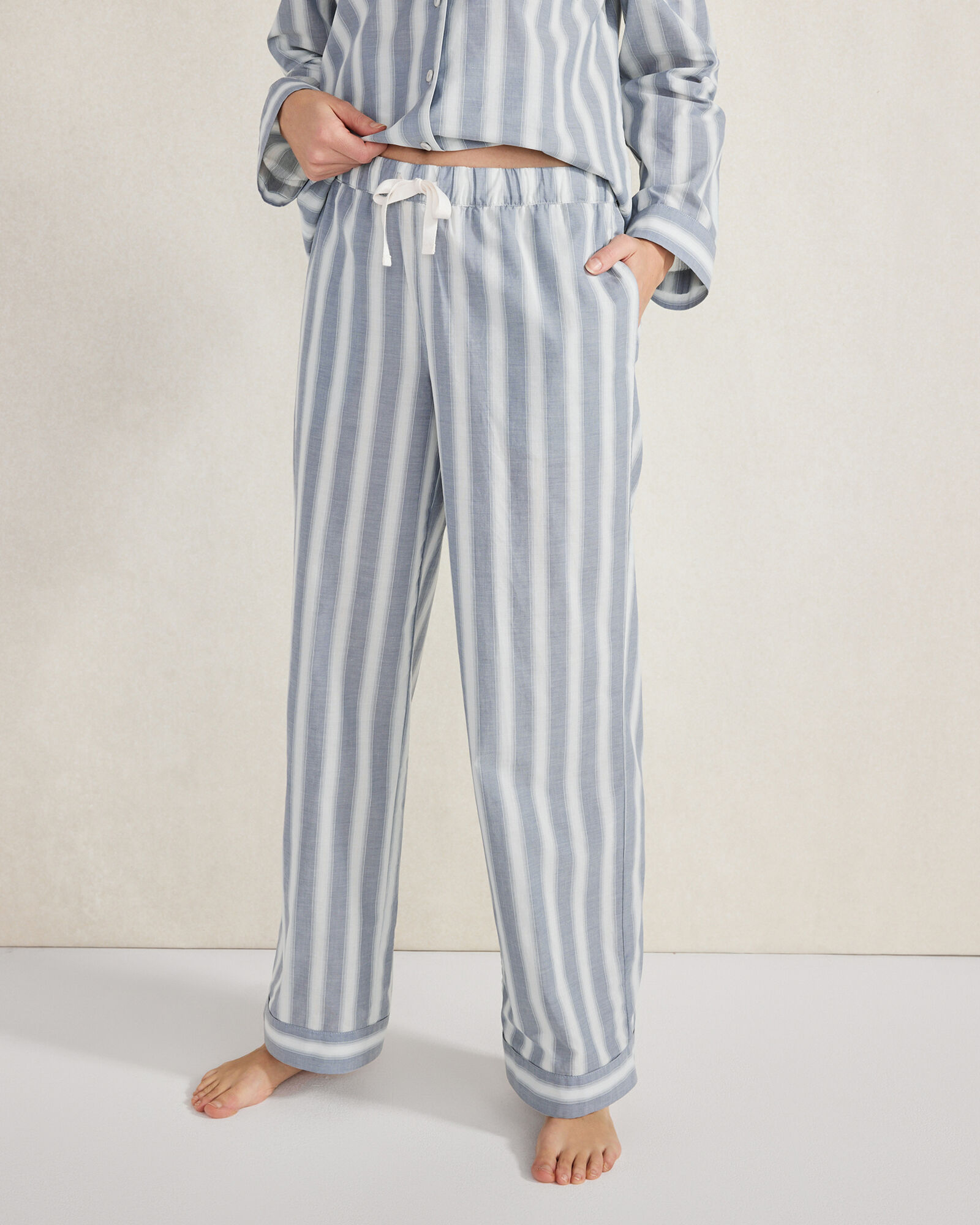 Organic Cotton Poplin Mixed Stripe Pajama Pants