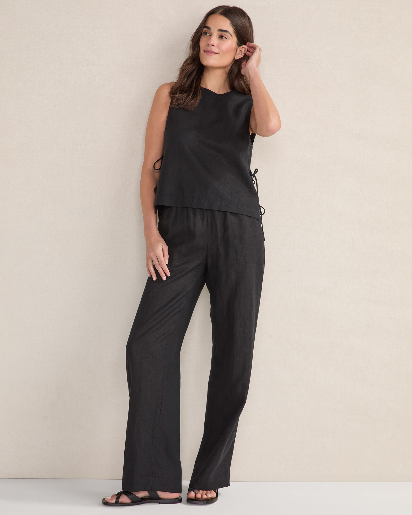Organic Cotton Linen Side Tie Tank