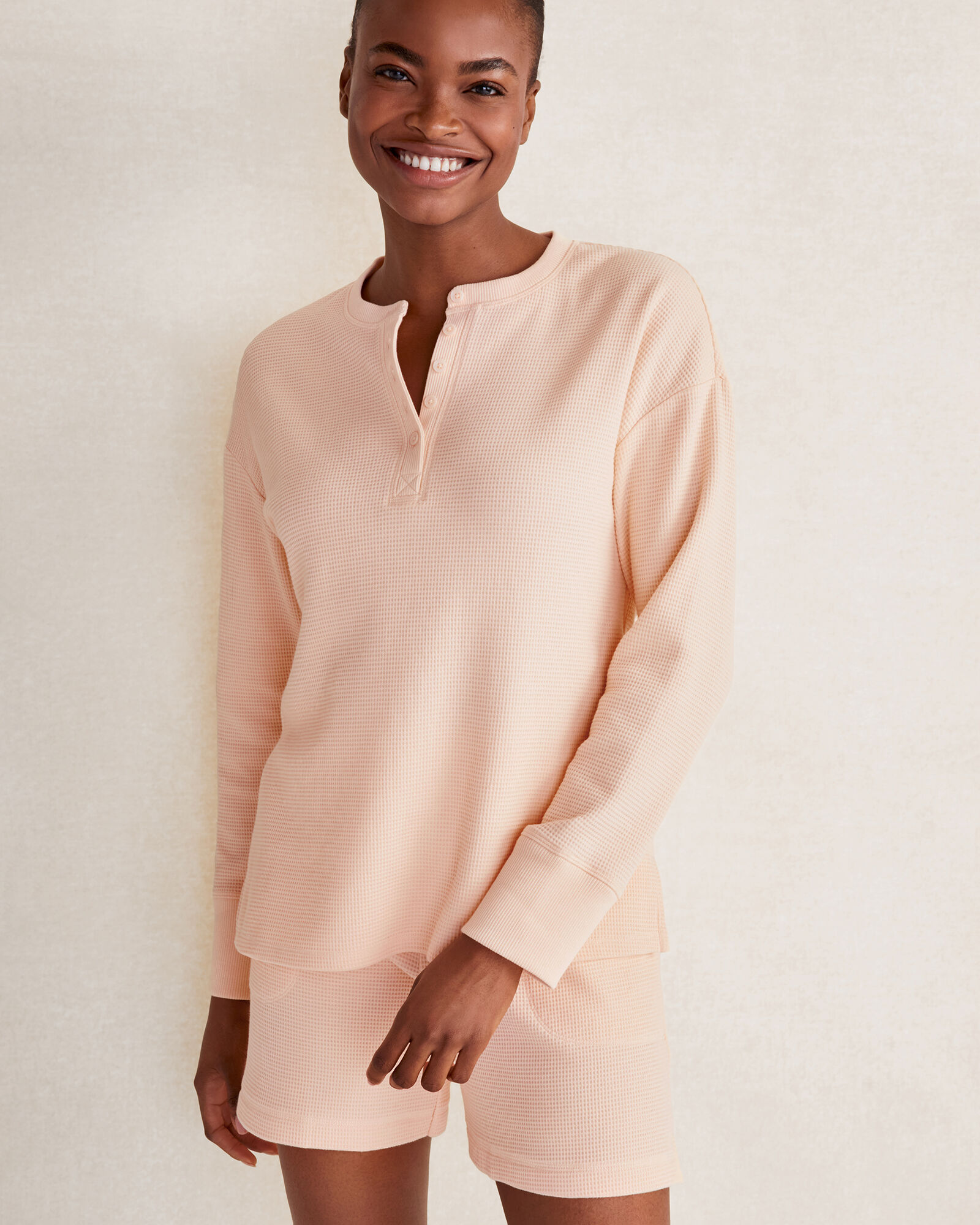 Organic Cotton Waffle Knit Henley Haven Well Within