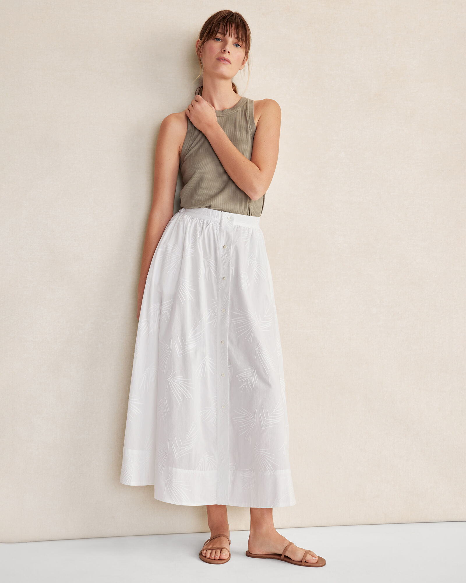 Cotton voile skirt embroidered shop