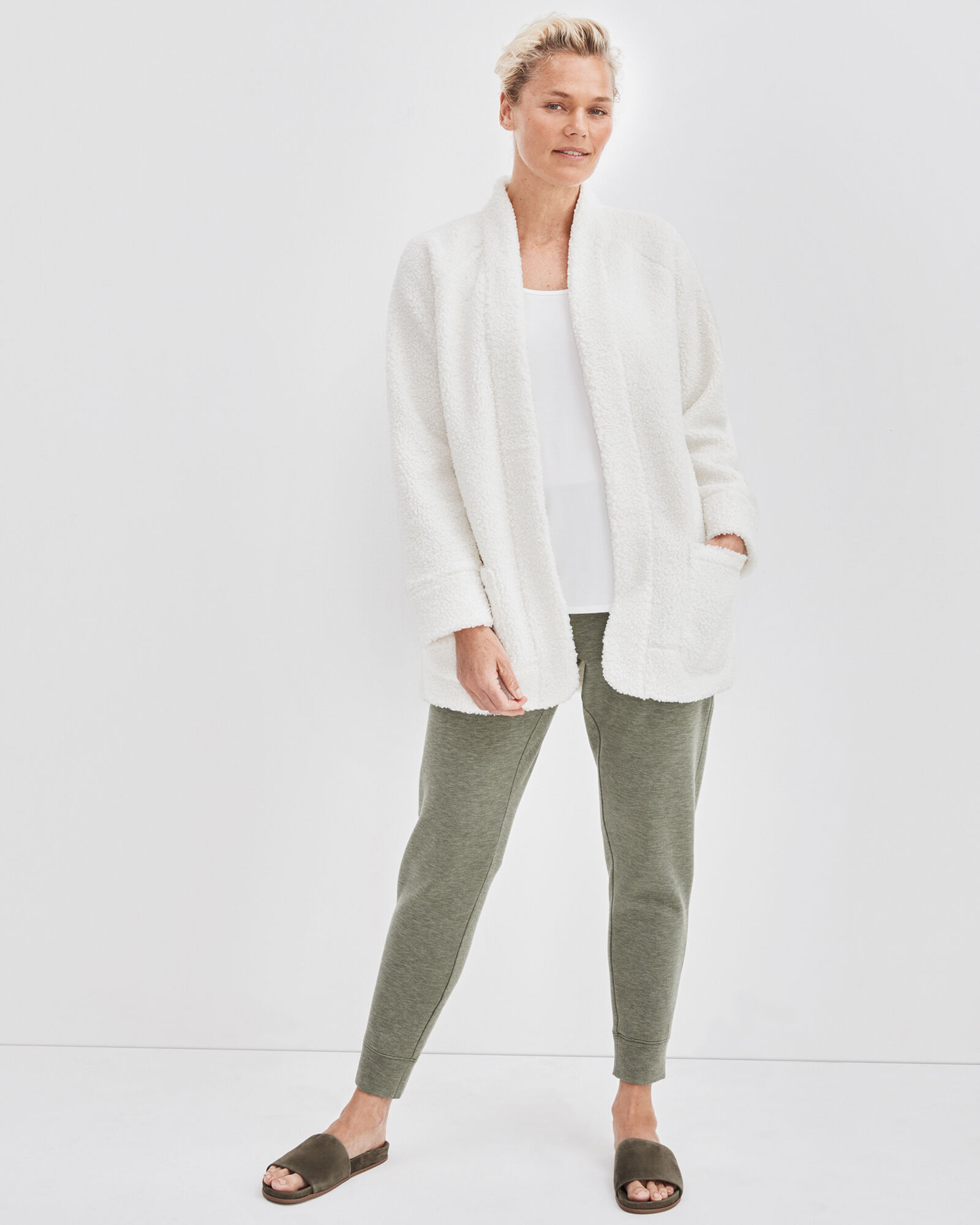 White sherpa cardigan cheap