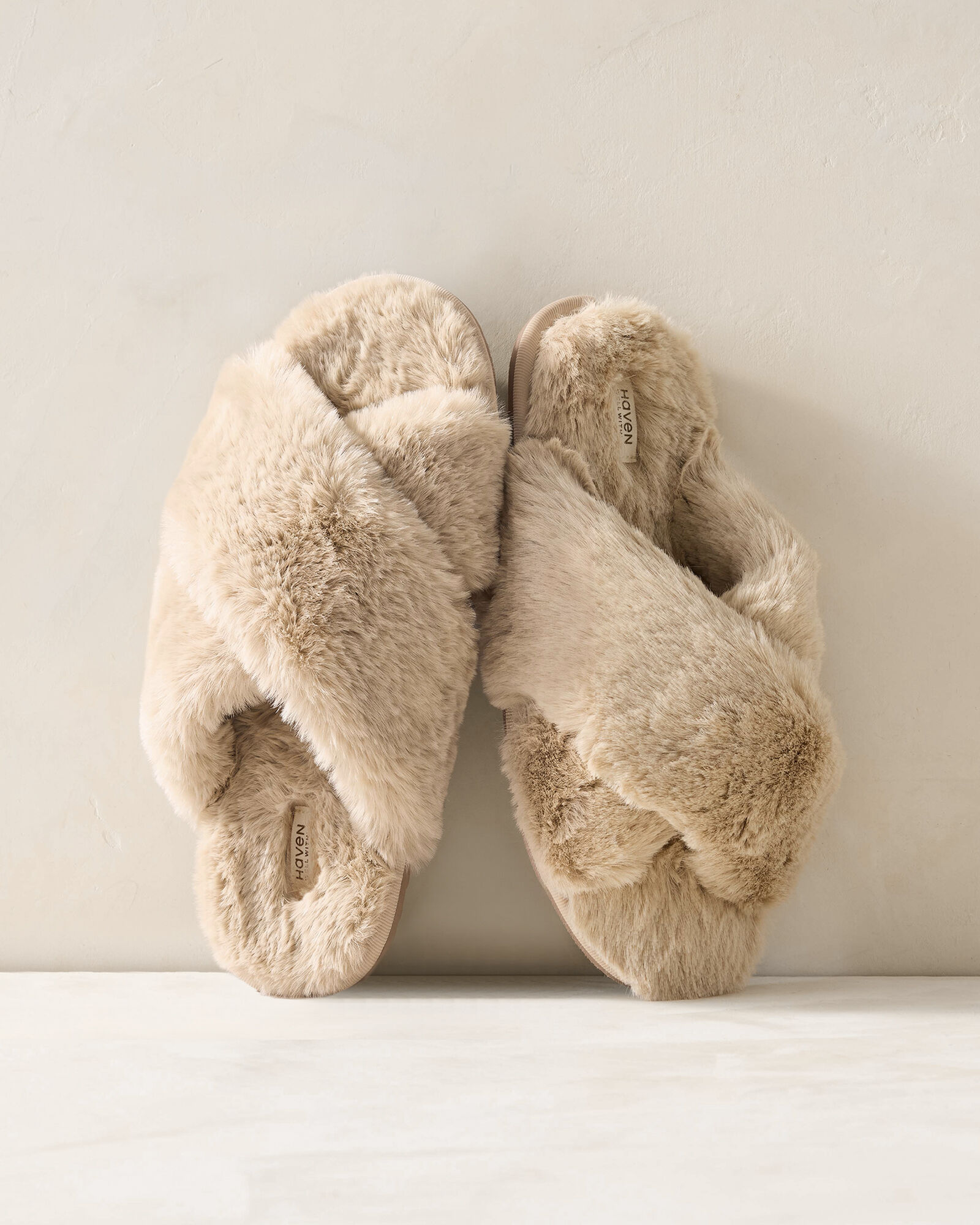 Faux Fur Criss-Cross Slippers
