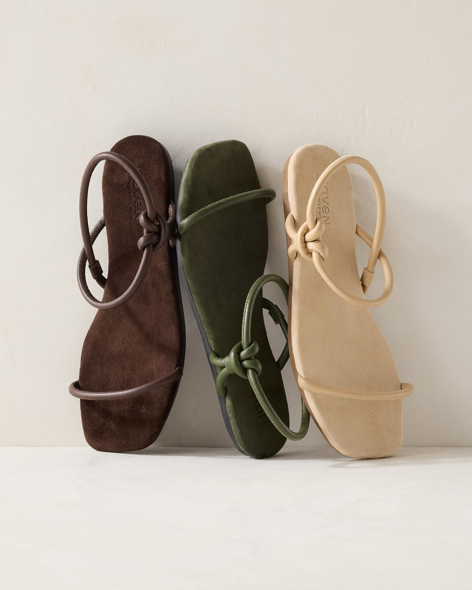 Leather Double Strap Knot Sandals
