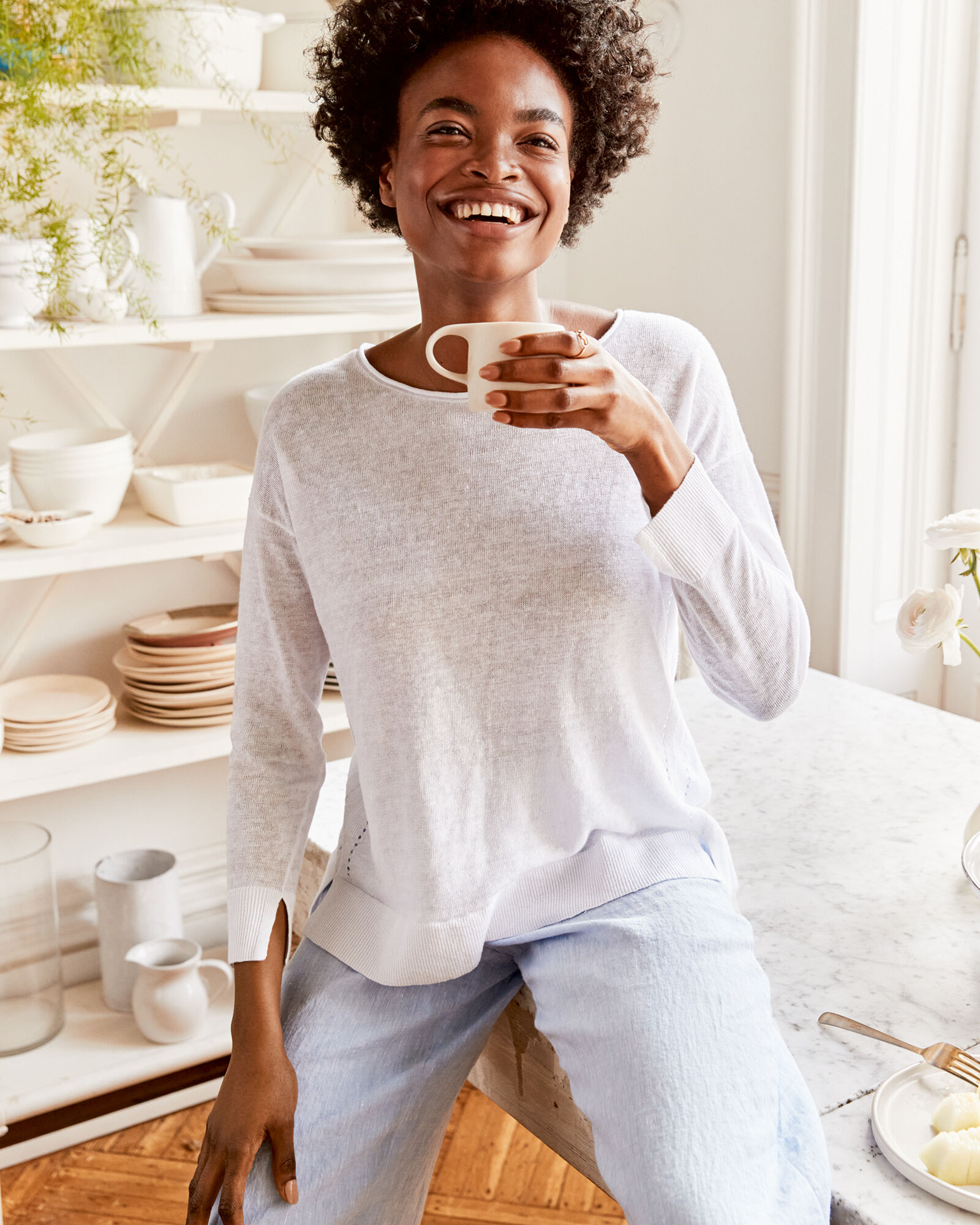 Linen Roll Neck Sweater