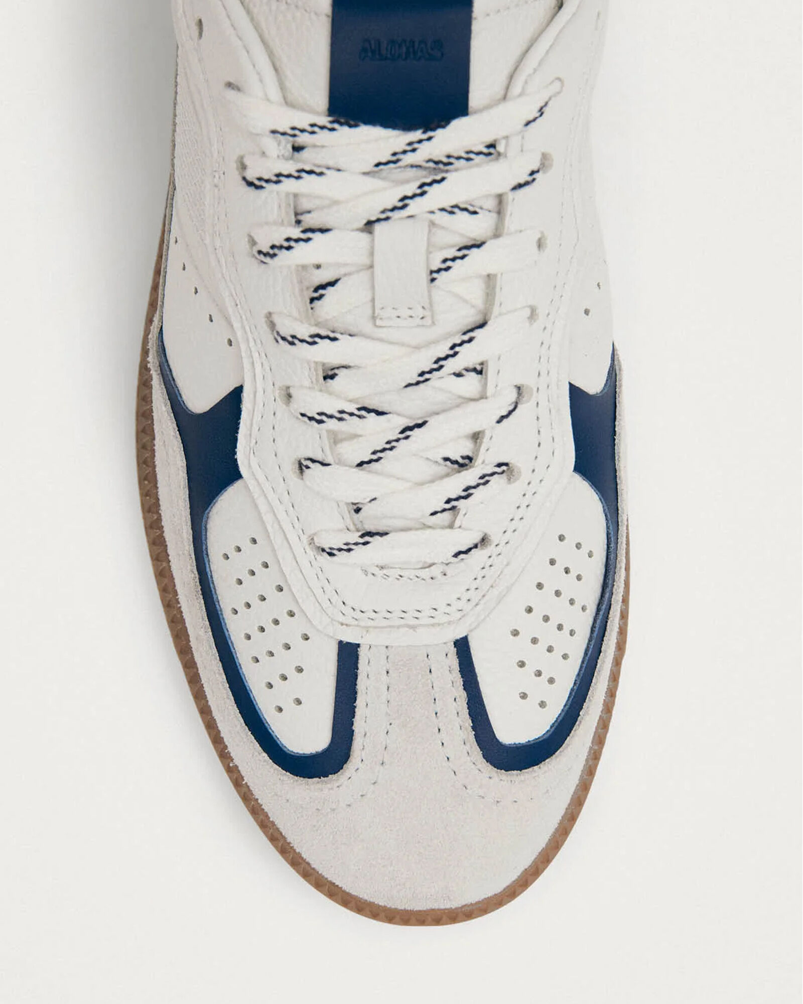 ALOHAS Tb.490 Rife Grain White Navy Leather Sneakers