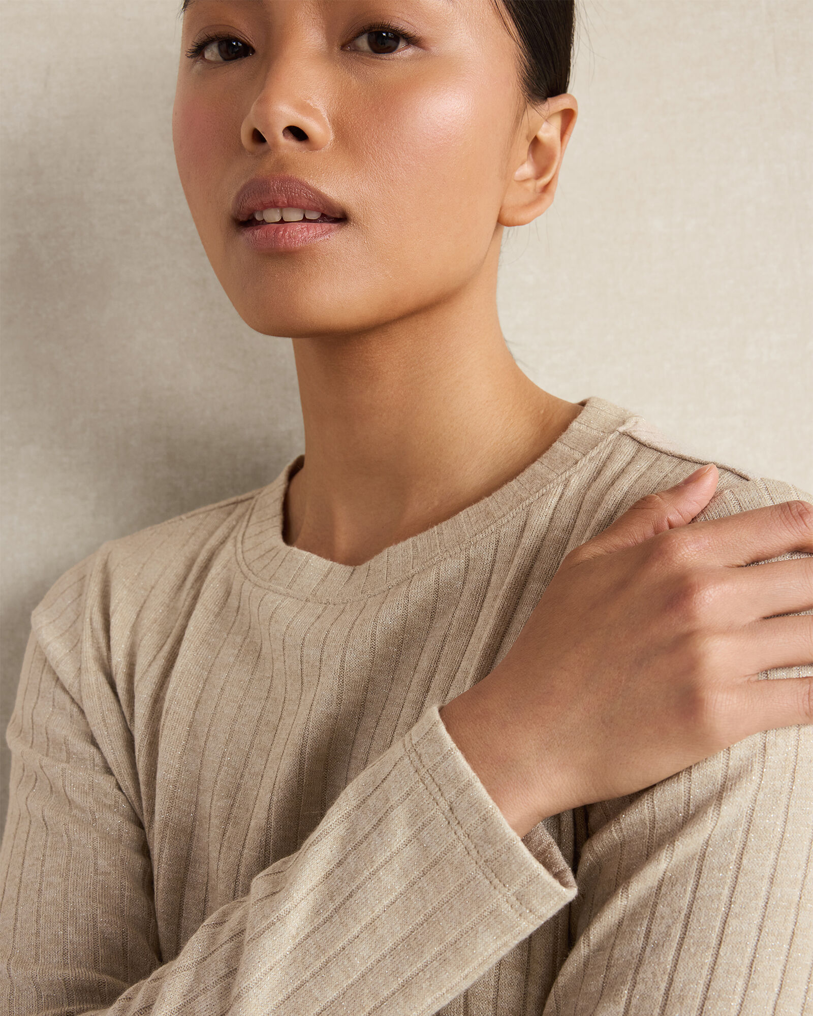 Lurex Rib Knit Top
