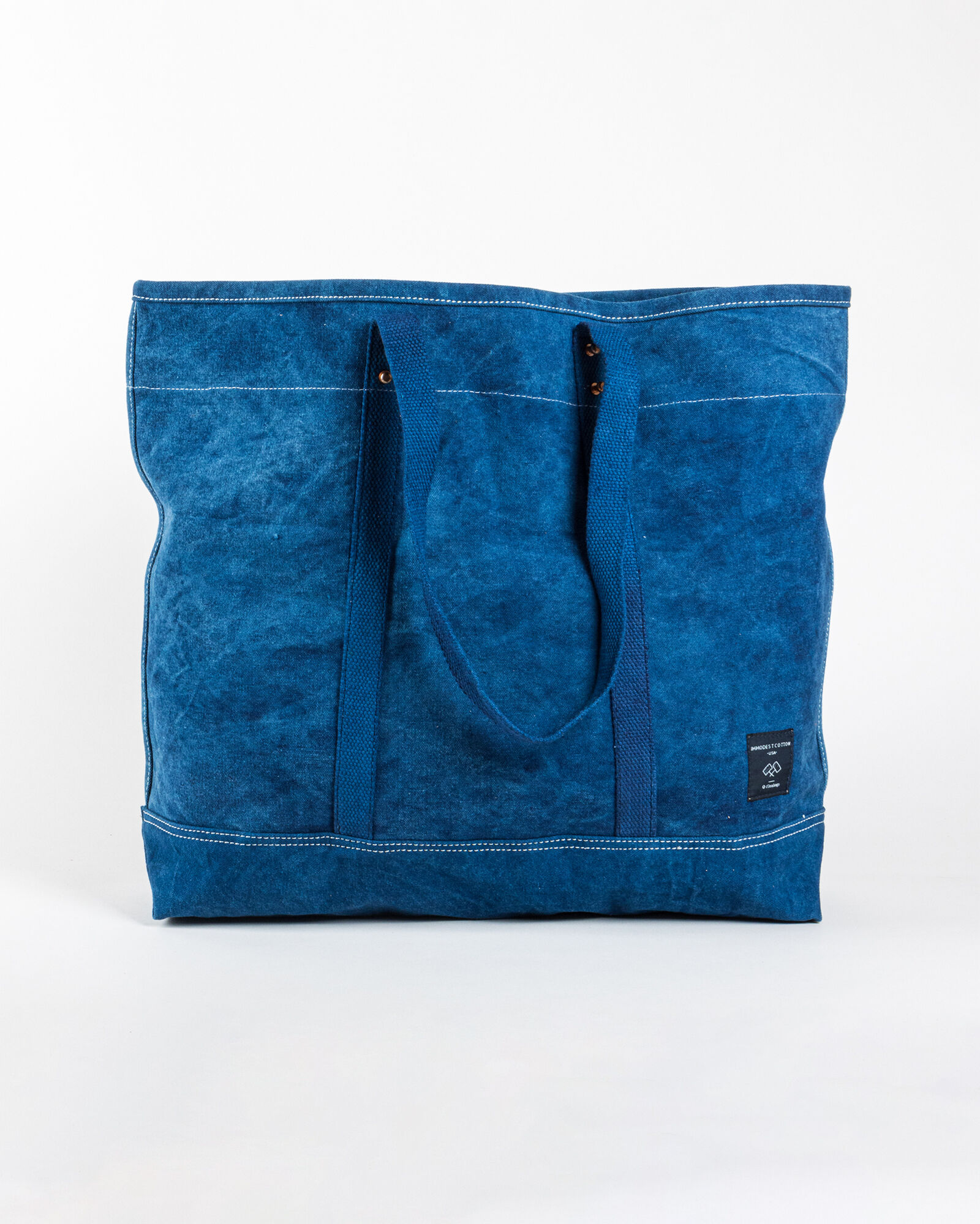Immodest Cotton Large East West Tote in Dark Indigo