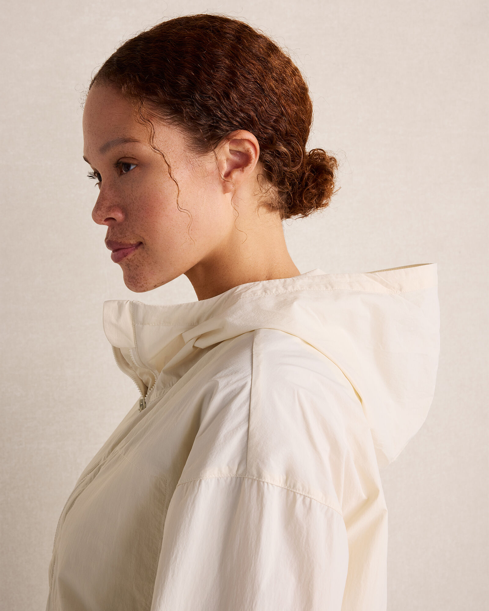 Crinkle Nylon Half-Zip Hooded Jacket