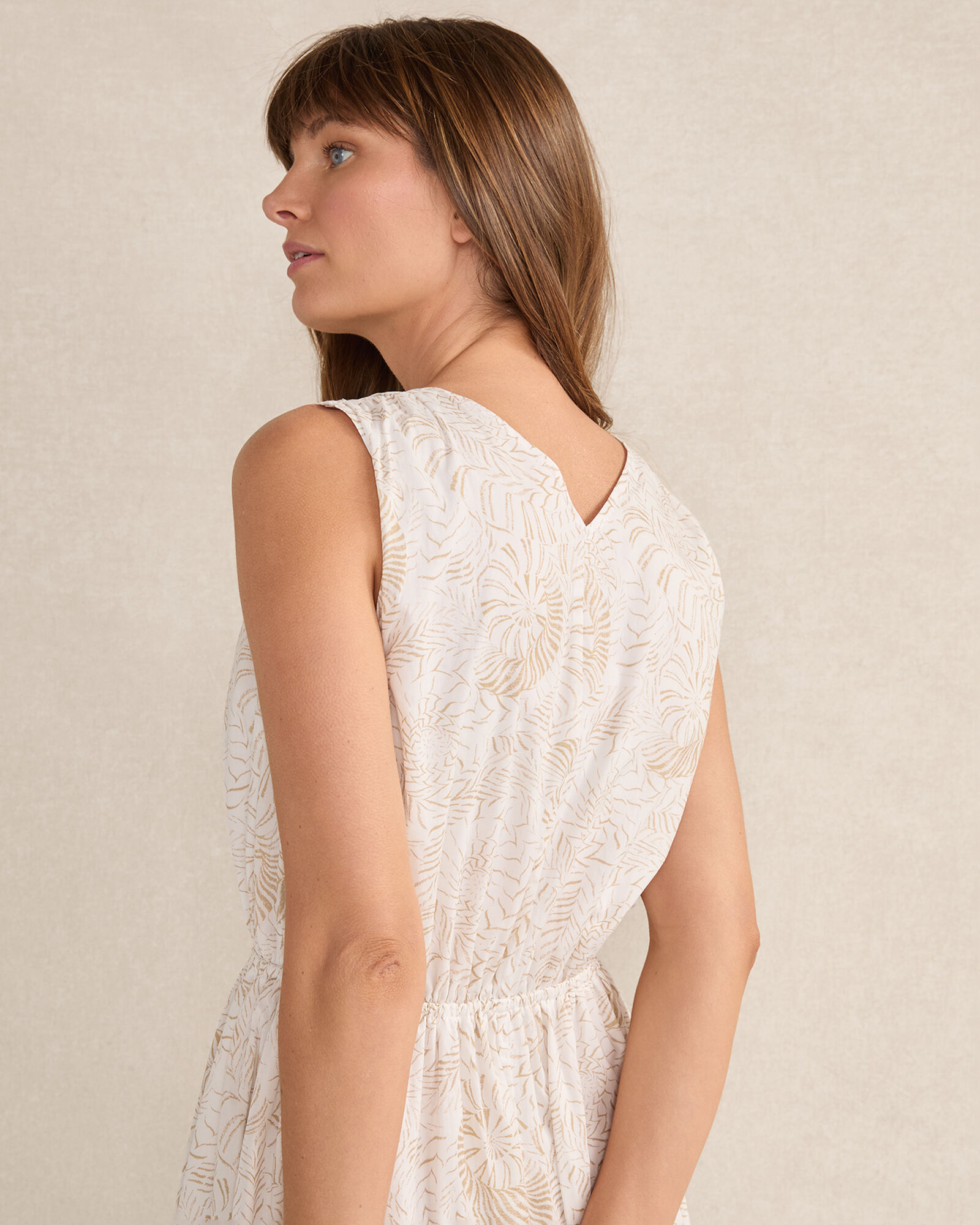 Cotton Voile Blend Shell Midi Dress