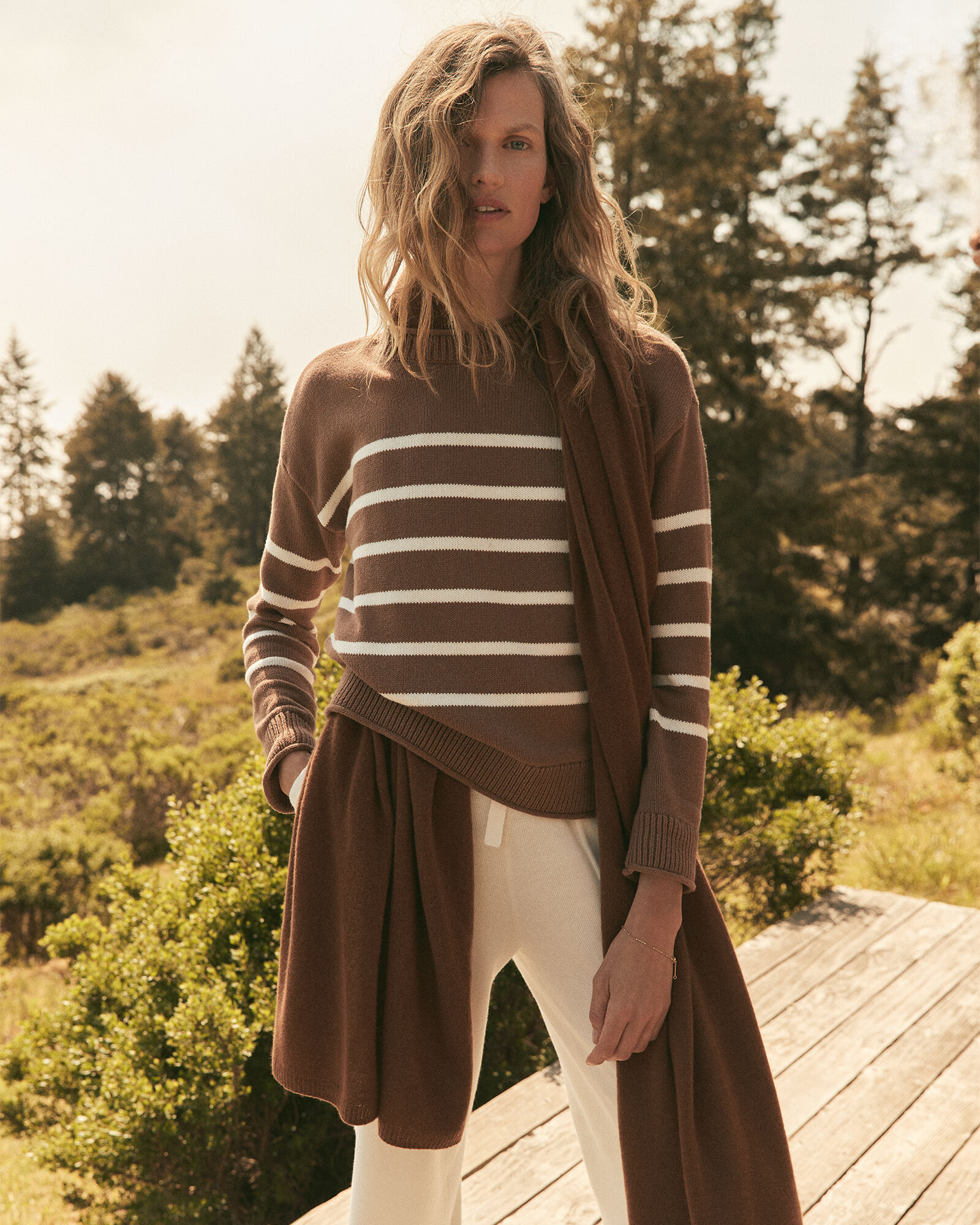 Organic Cotton Stripe Roll Neck Sweater