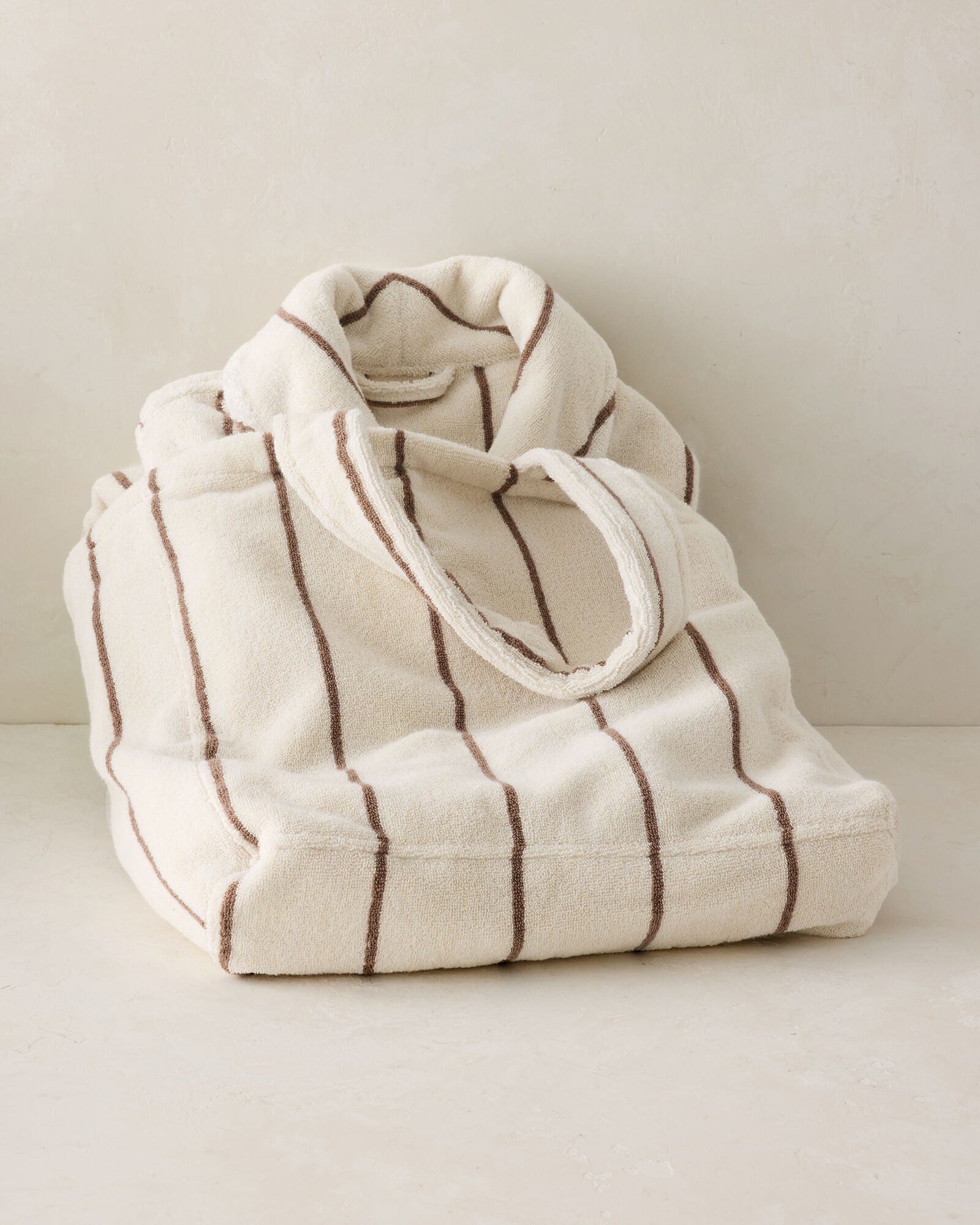 Plush Terry Striped Robe + Tote Set
