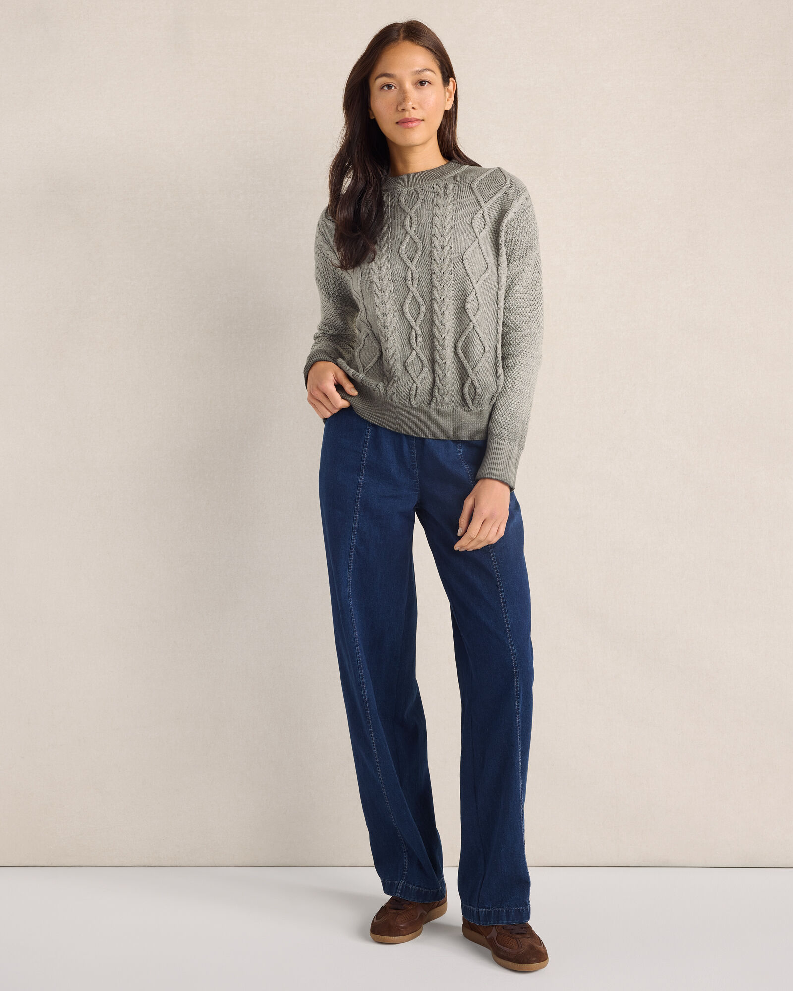 Cotton Cable Knit Gradient Dye Sweater