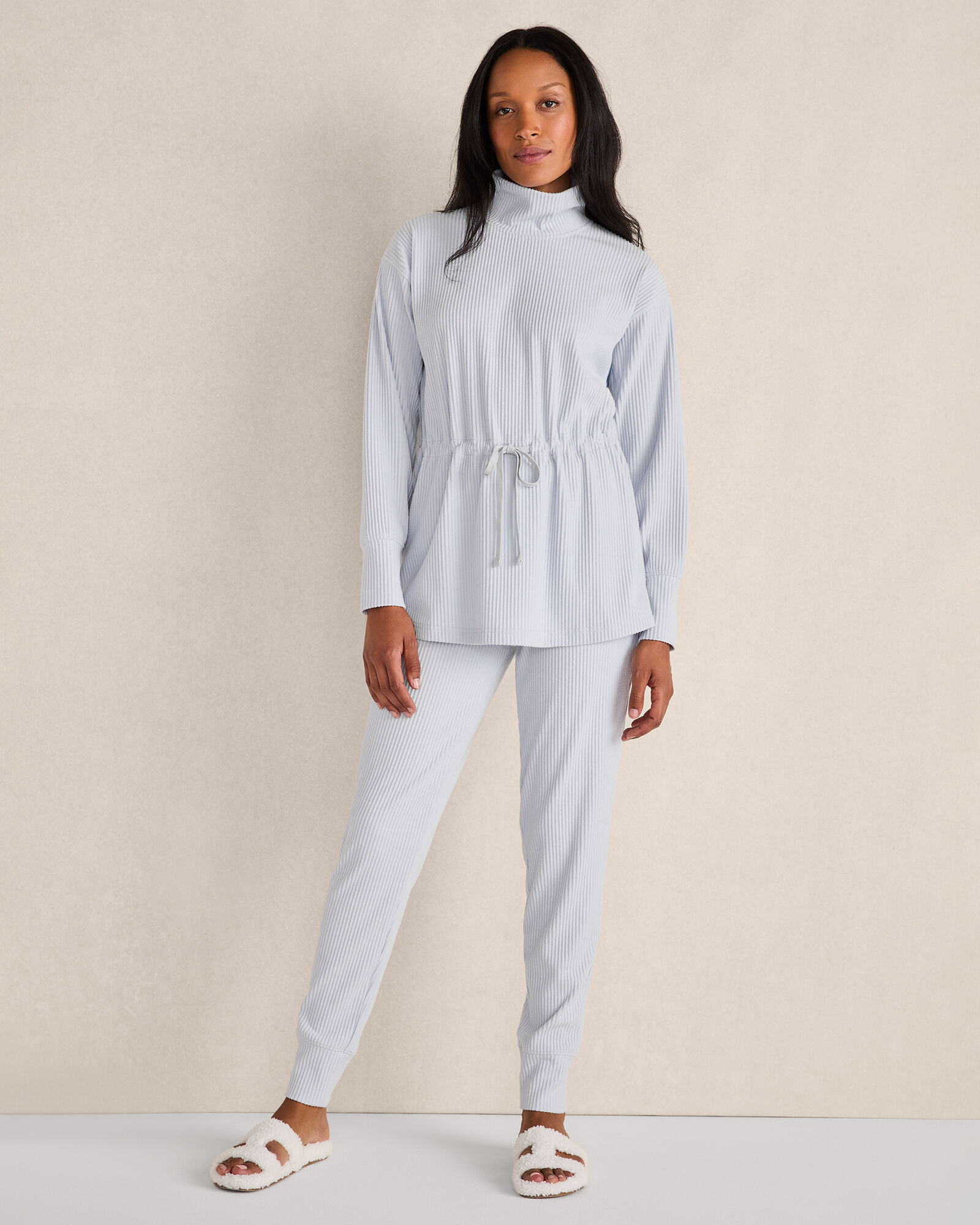 Ottoman Rib Drawstring-Waist Tunic
