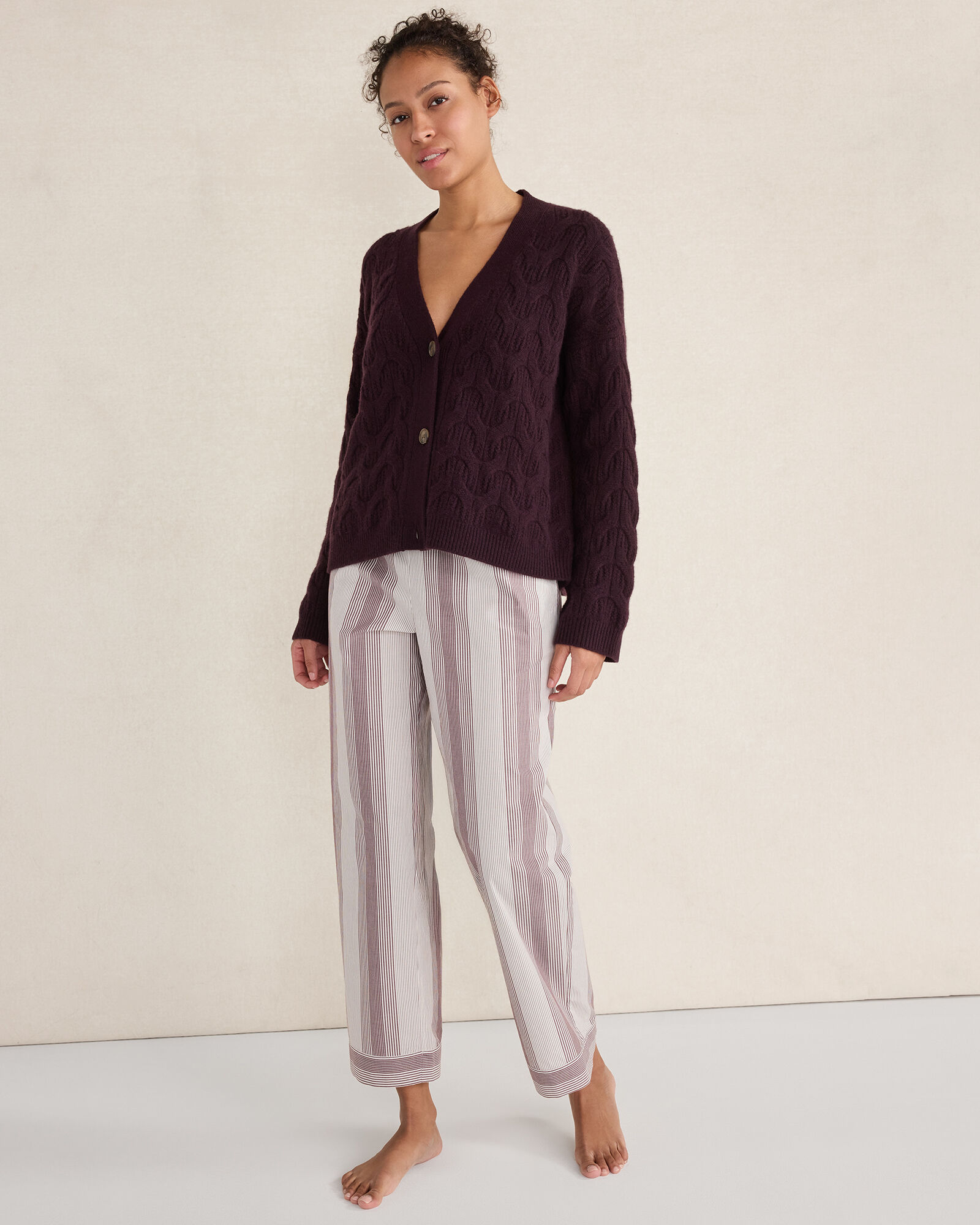Organic Cotton Poplin Faded Stripe Pajama Pants