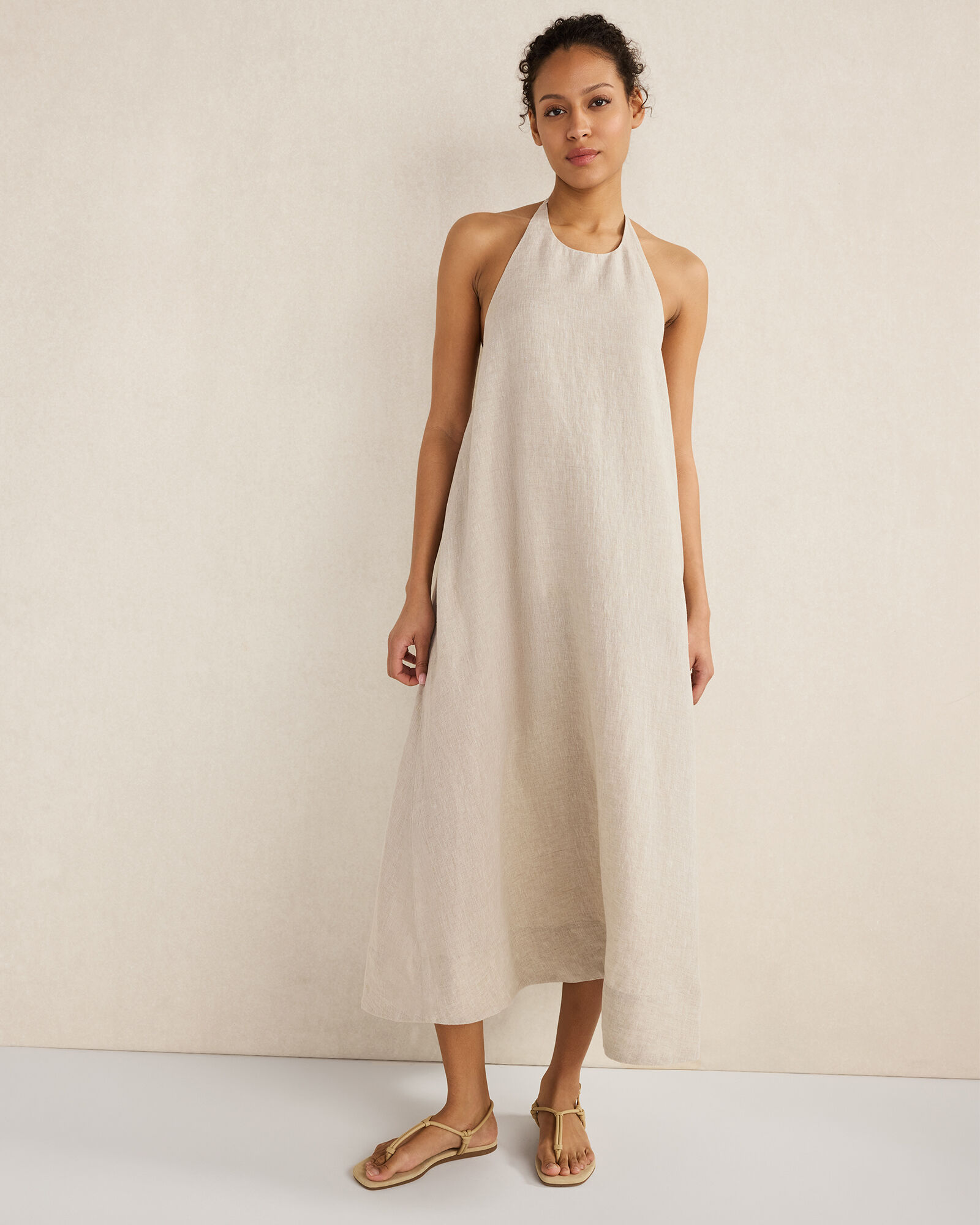 Linen Halter Midi Dress