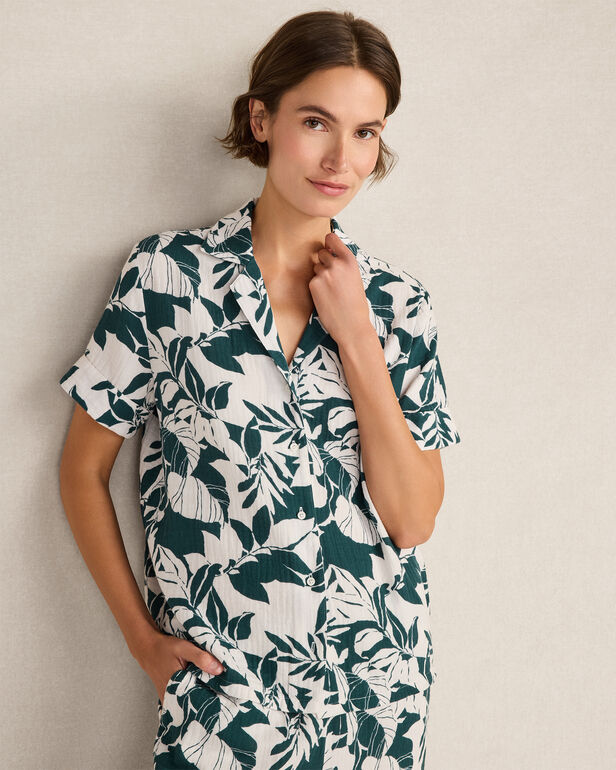 Organic Cotton Gauze Tropical Pajama Top