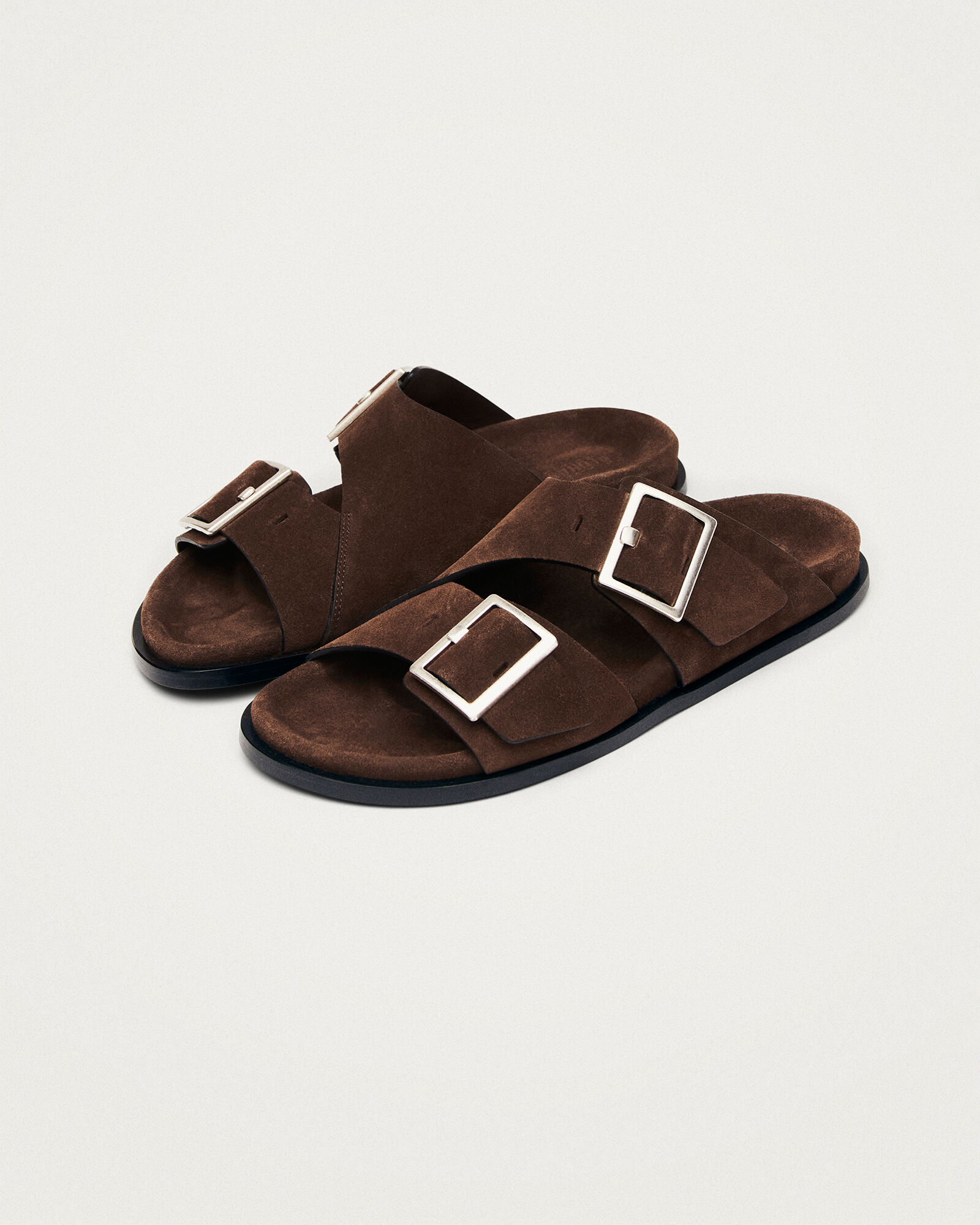 ALOHAS Alba Suede Brown Leather Sandals