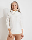 Pure Cashmere Cable Knit Cowl Neck Sweater