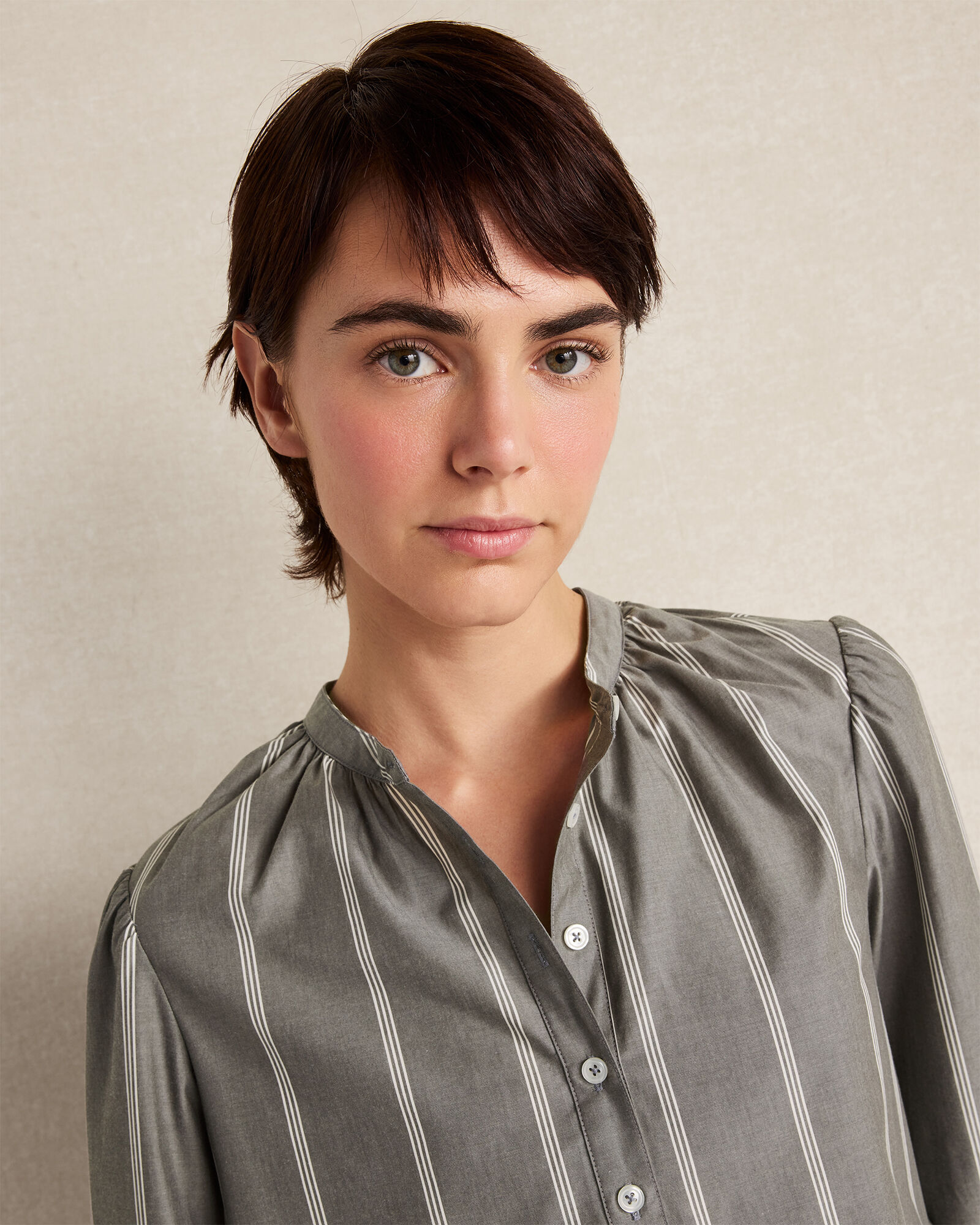 Organic Cotton Poplin Stripe Long Sleeve Top