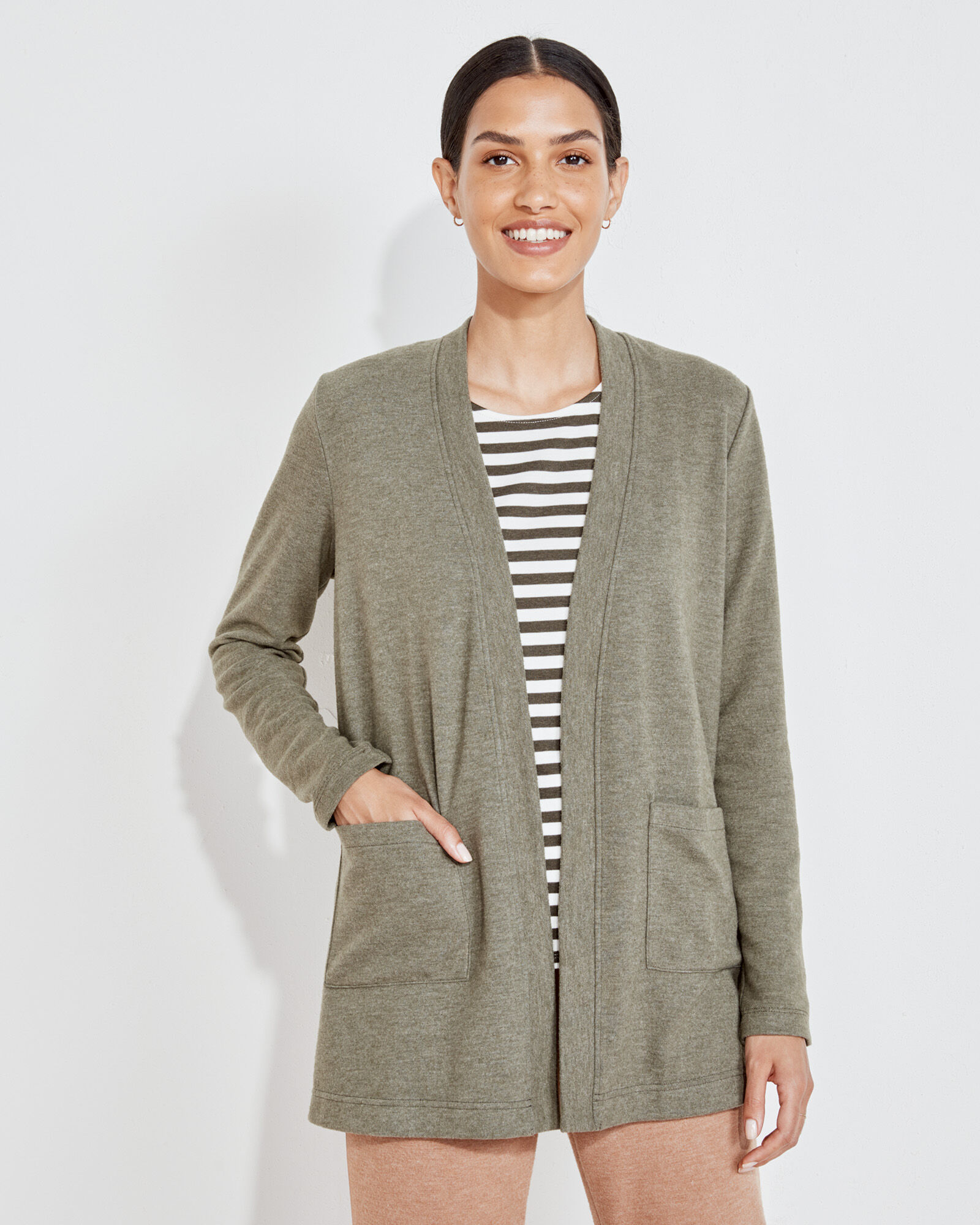 Brushed Jersey Open Front Cardigan Haven Well Within
