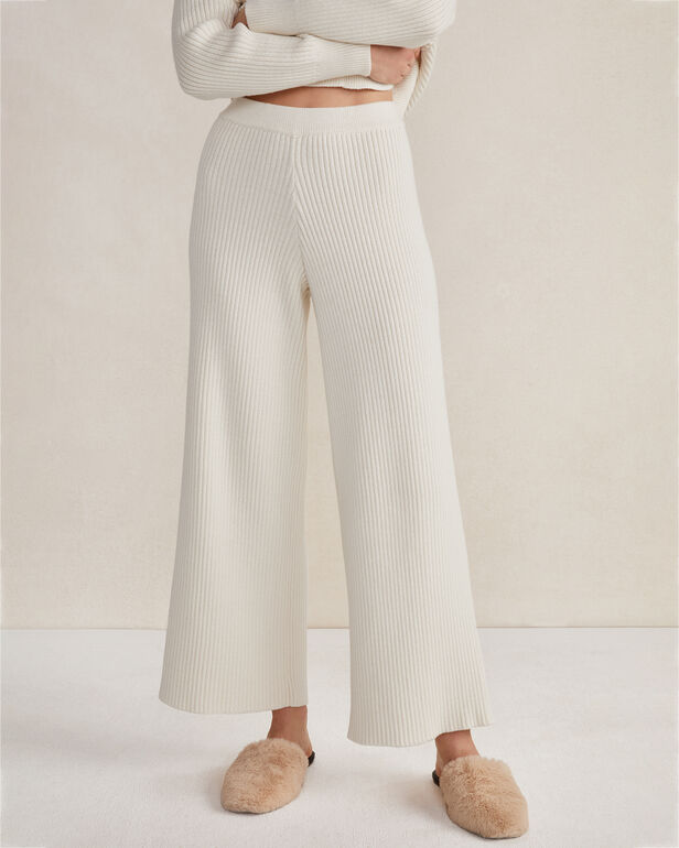 Organic Cotton Wide Leg Rib Knit Pants