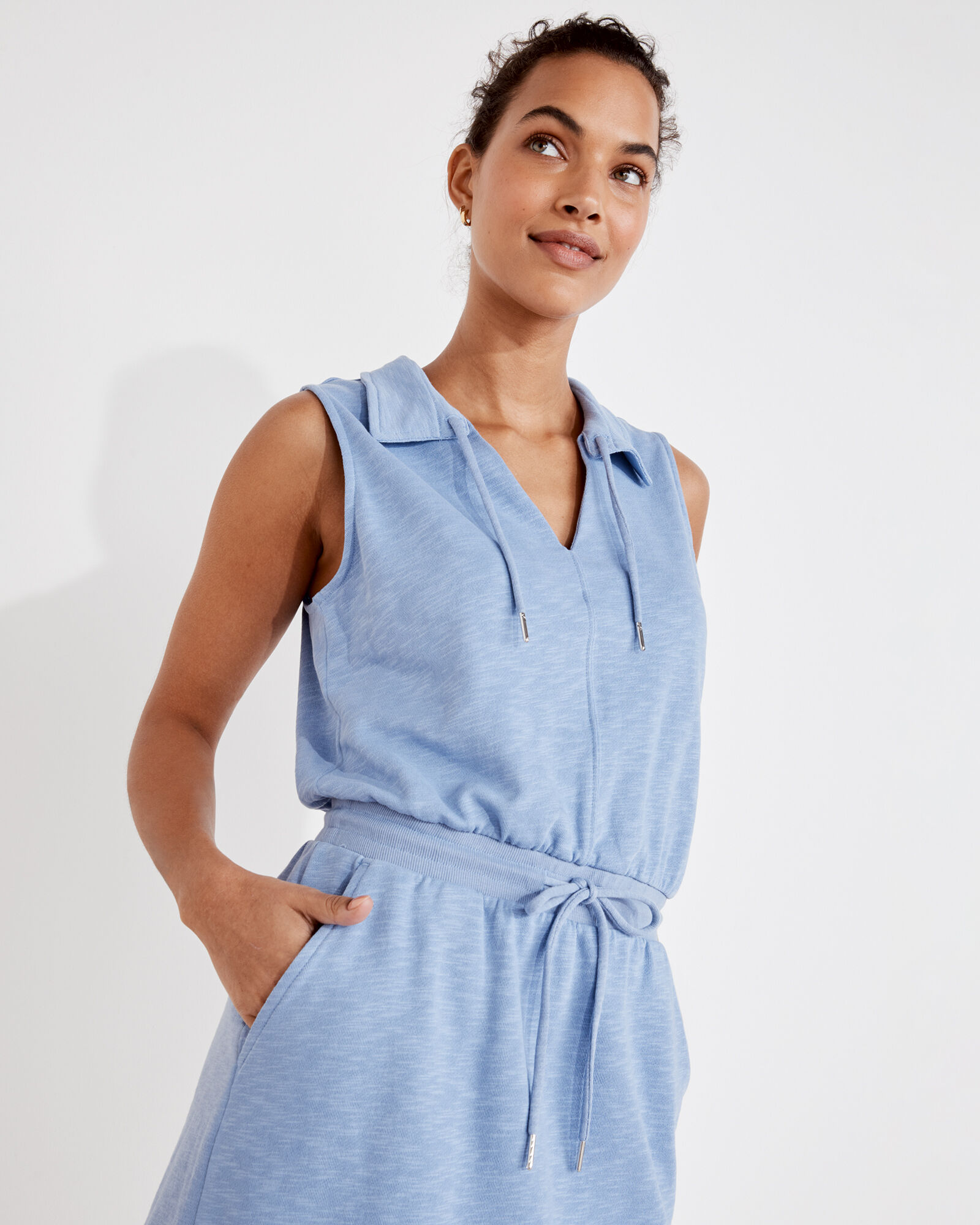 Cotton Slub French Terry Polo Dress | Haven Well Within