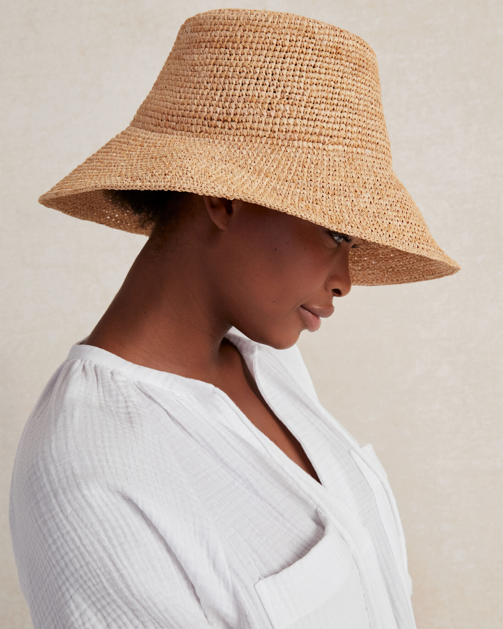 Woven Straw Bucket Hat with Interior Sweatband Sofia Bucket in Natural – Hemlock Hat Co main image 2