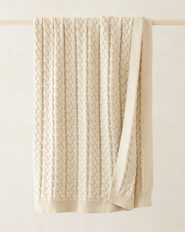 Organic Cotton Double Cable Knit Throw