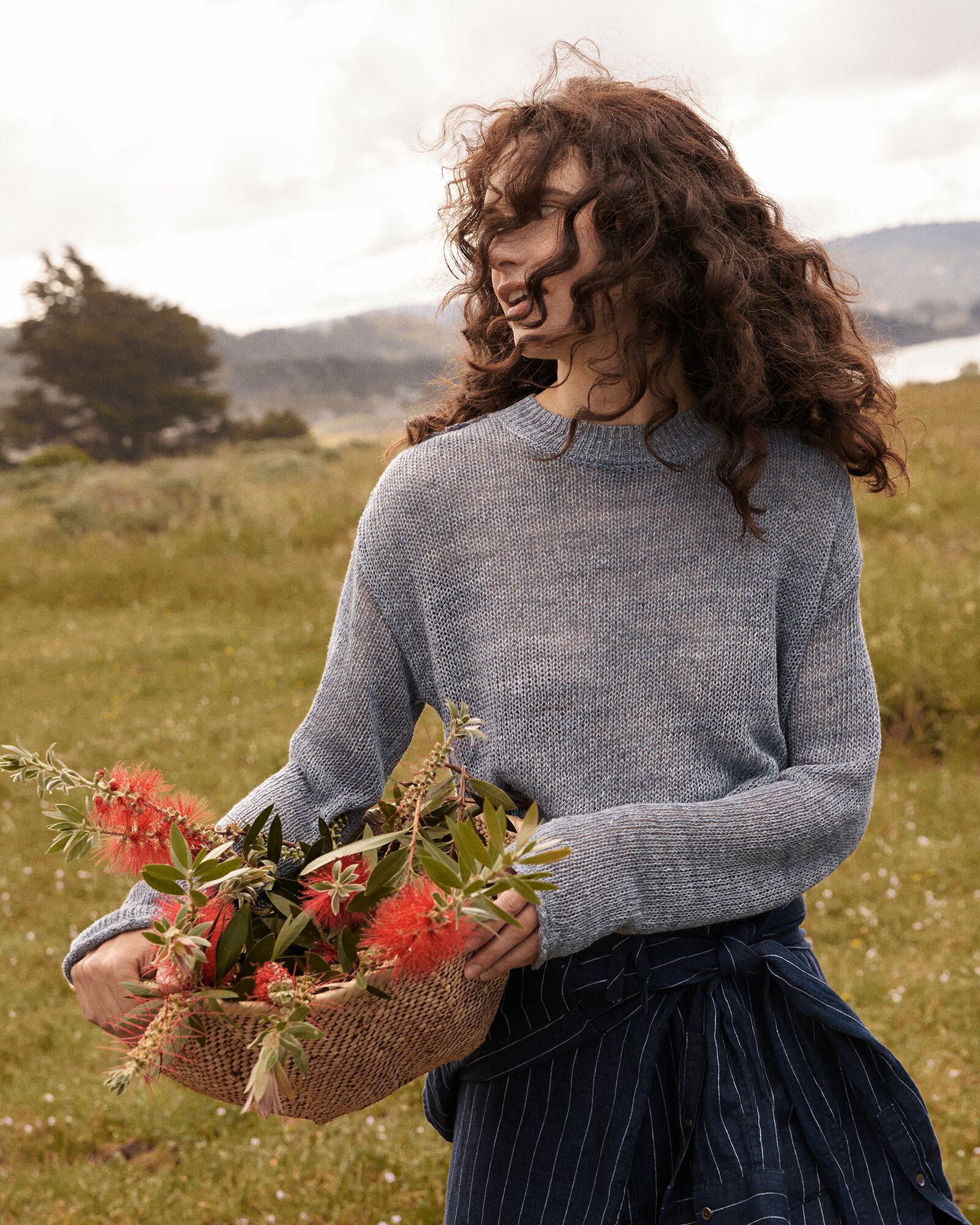 Linen Tape Yarn Heather Sweater
