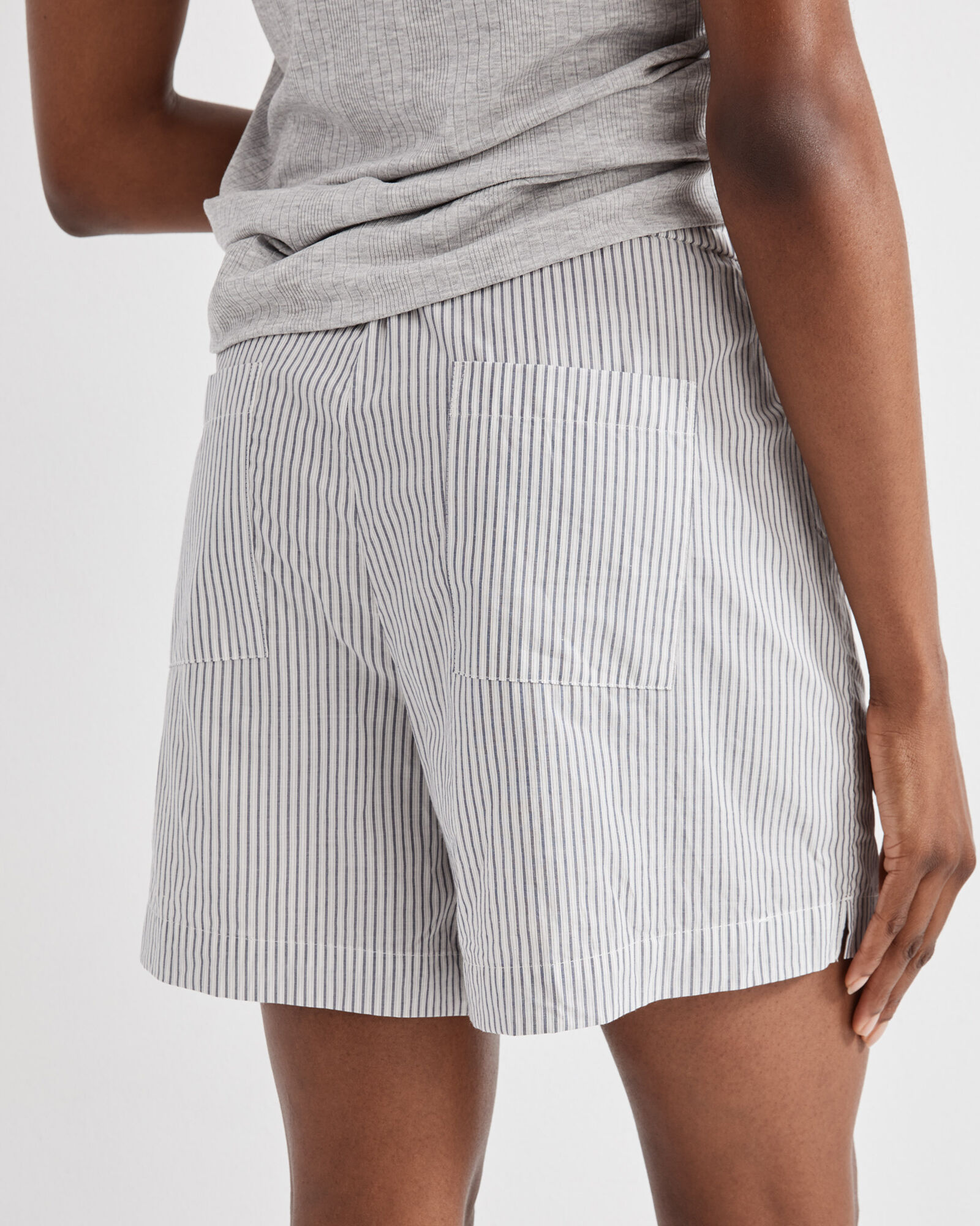 Lightweight Cotton Poplin Striped Pajama Shorts