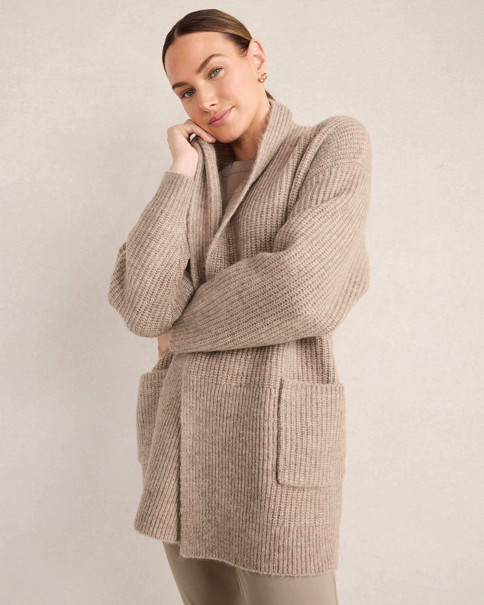 Lofty Knit Shawl Collar Cardigan
