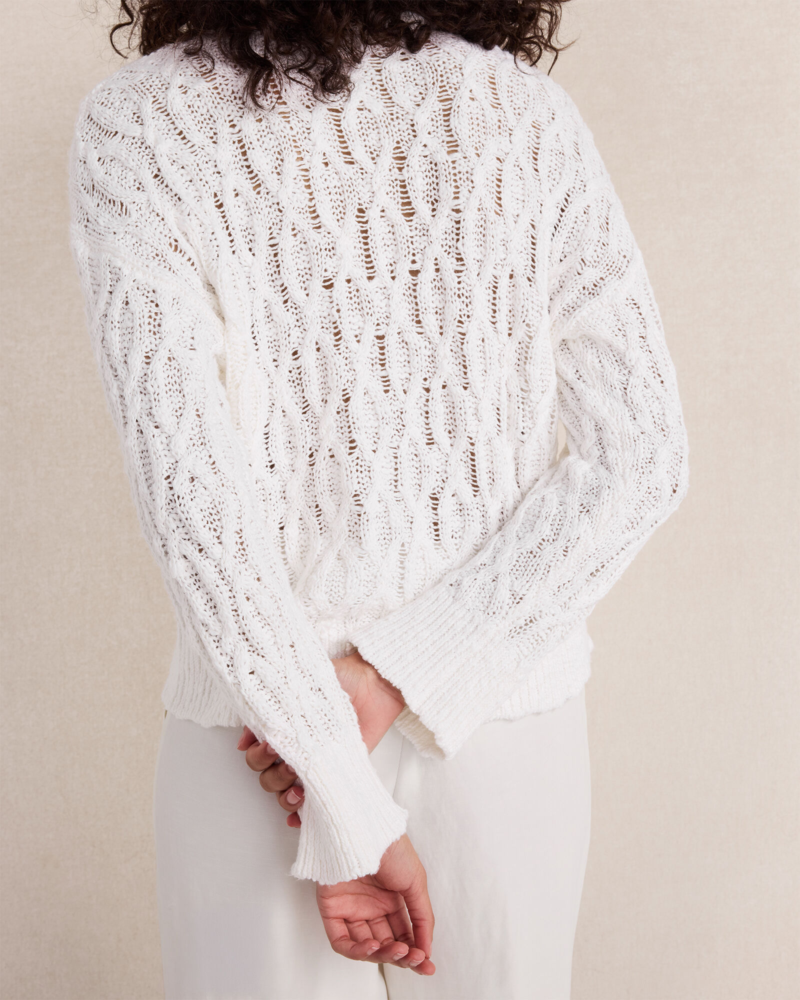 Slubby Cotton Linen V-Neck Sweater