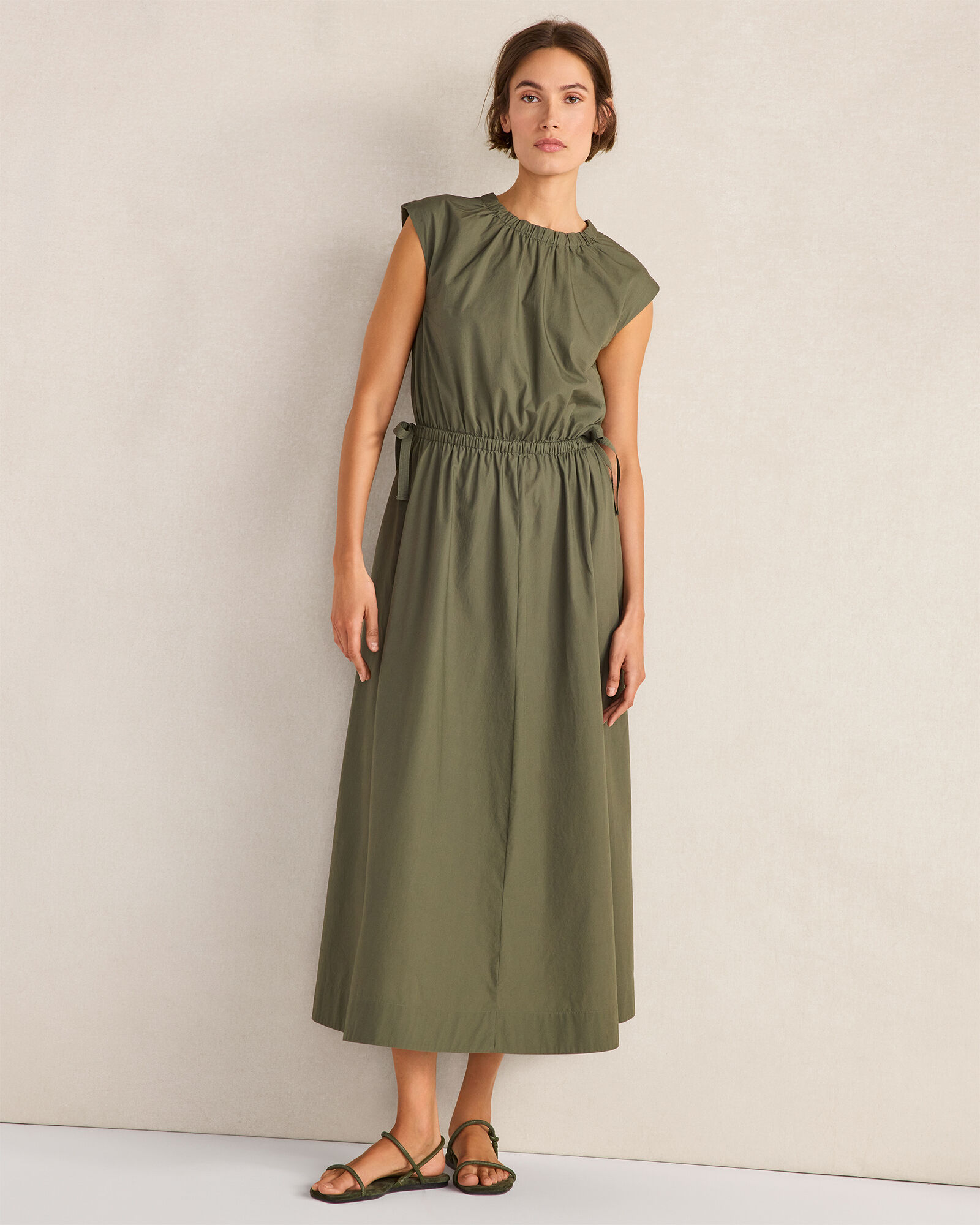 Organic Cotton Poplin Side-Tie Maxi Dress