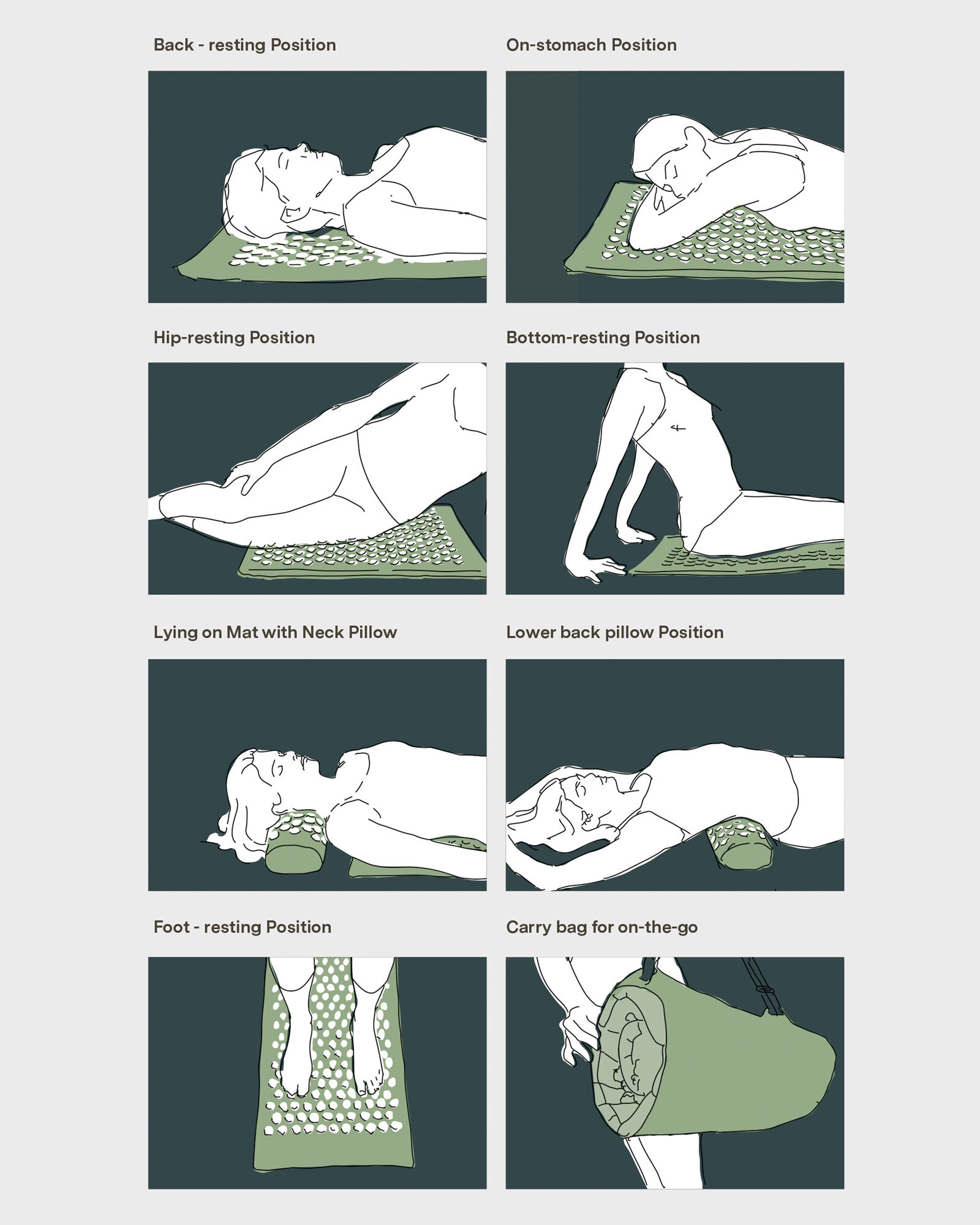 Kanjo Memory Foam Acupressure Mat Set Haven Well Within