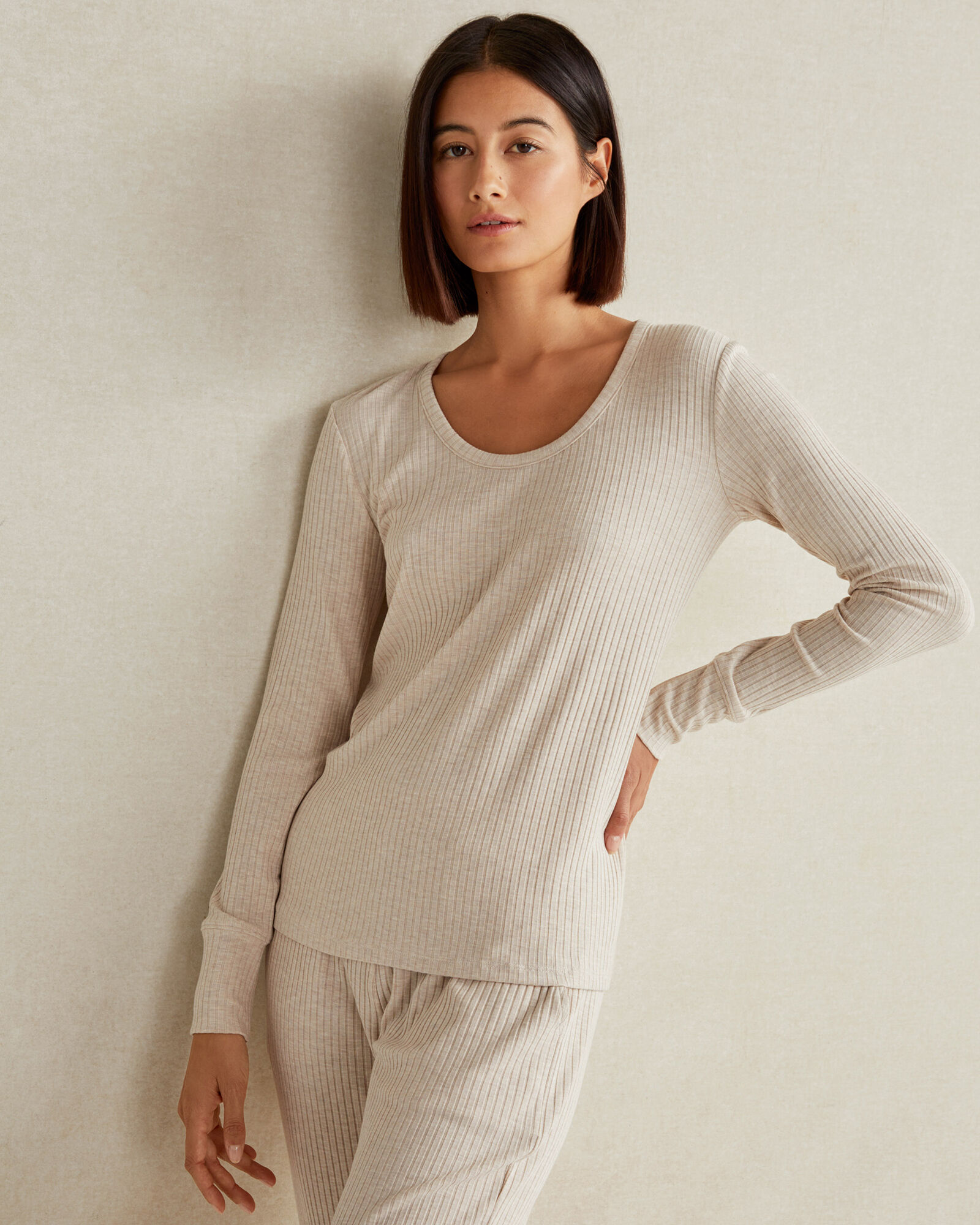 Resti Drapey Rib Knit Long Sleeve Top