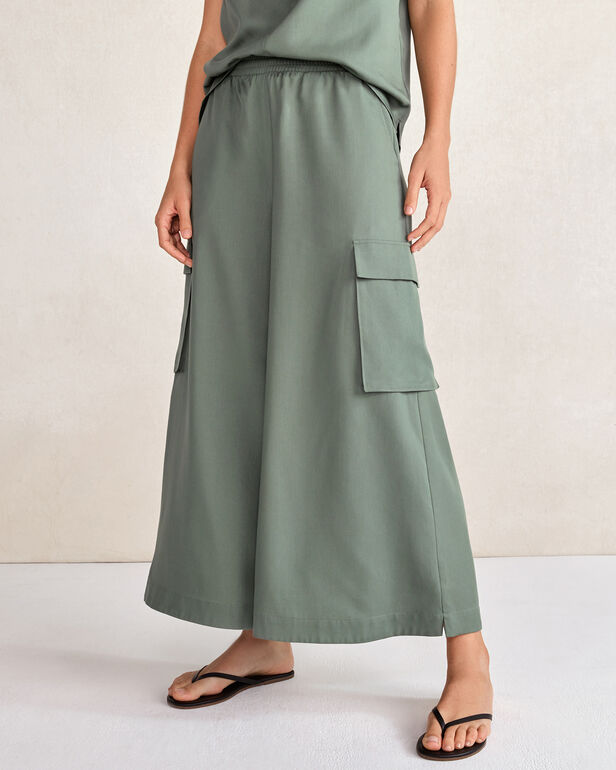 Drapey Twill Cargo Culottes