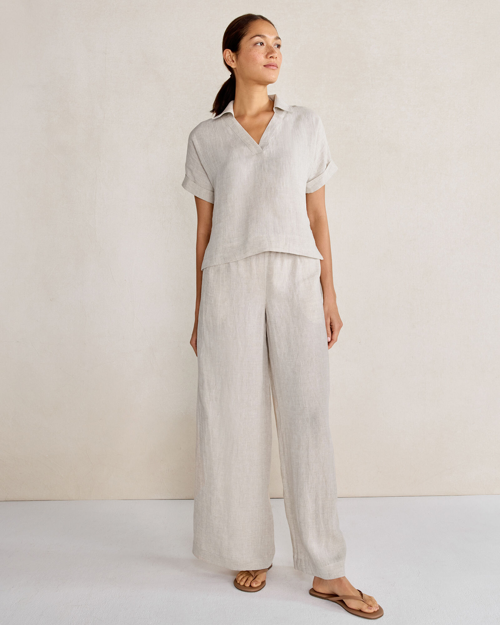 Linen Wide-Leg Pants