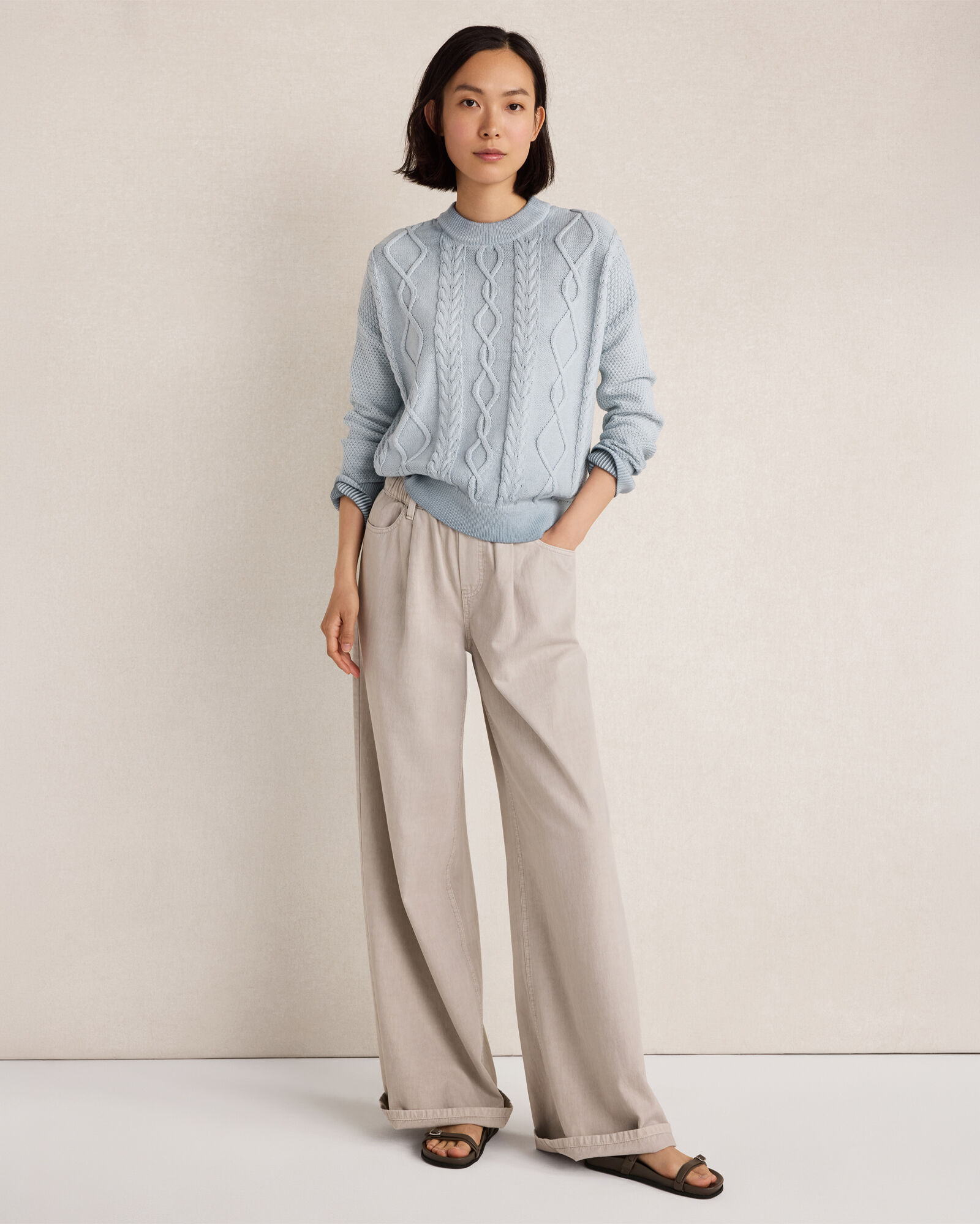 Cotton Cable Knit Gradient Dye Sweater