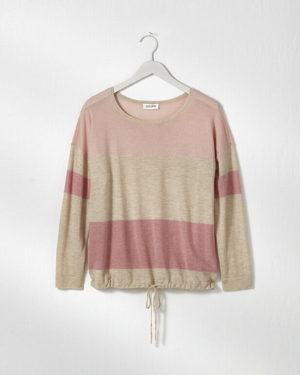 Pure Cashmere Colorblock Tie Front Sweater