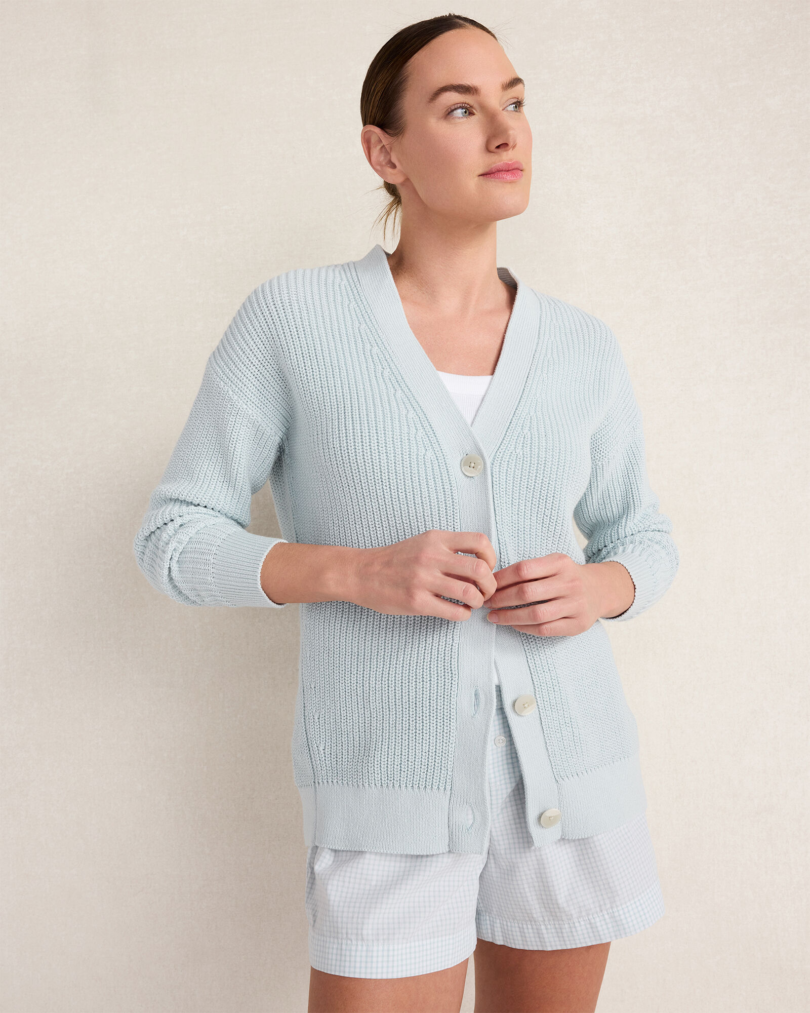 Organic Cotton Shaker Stitch Cardigan
