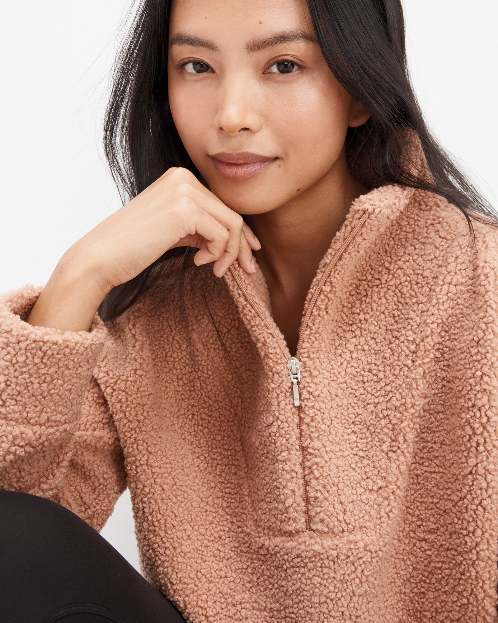 Half zip sherpa sweater store