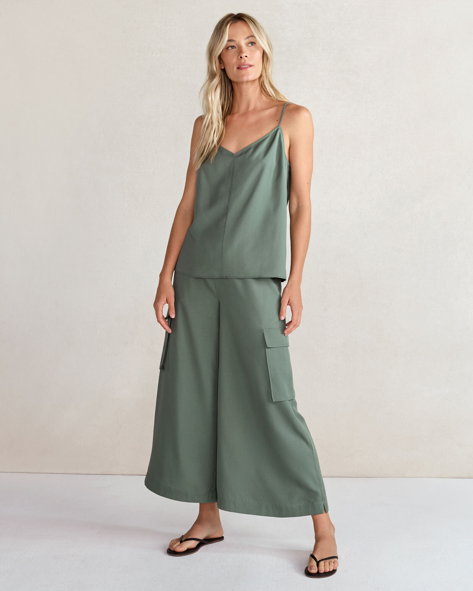 Drapey Twill Cargo Culottes