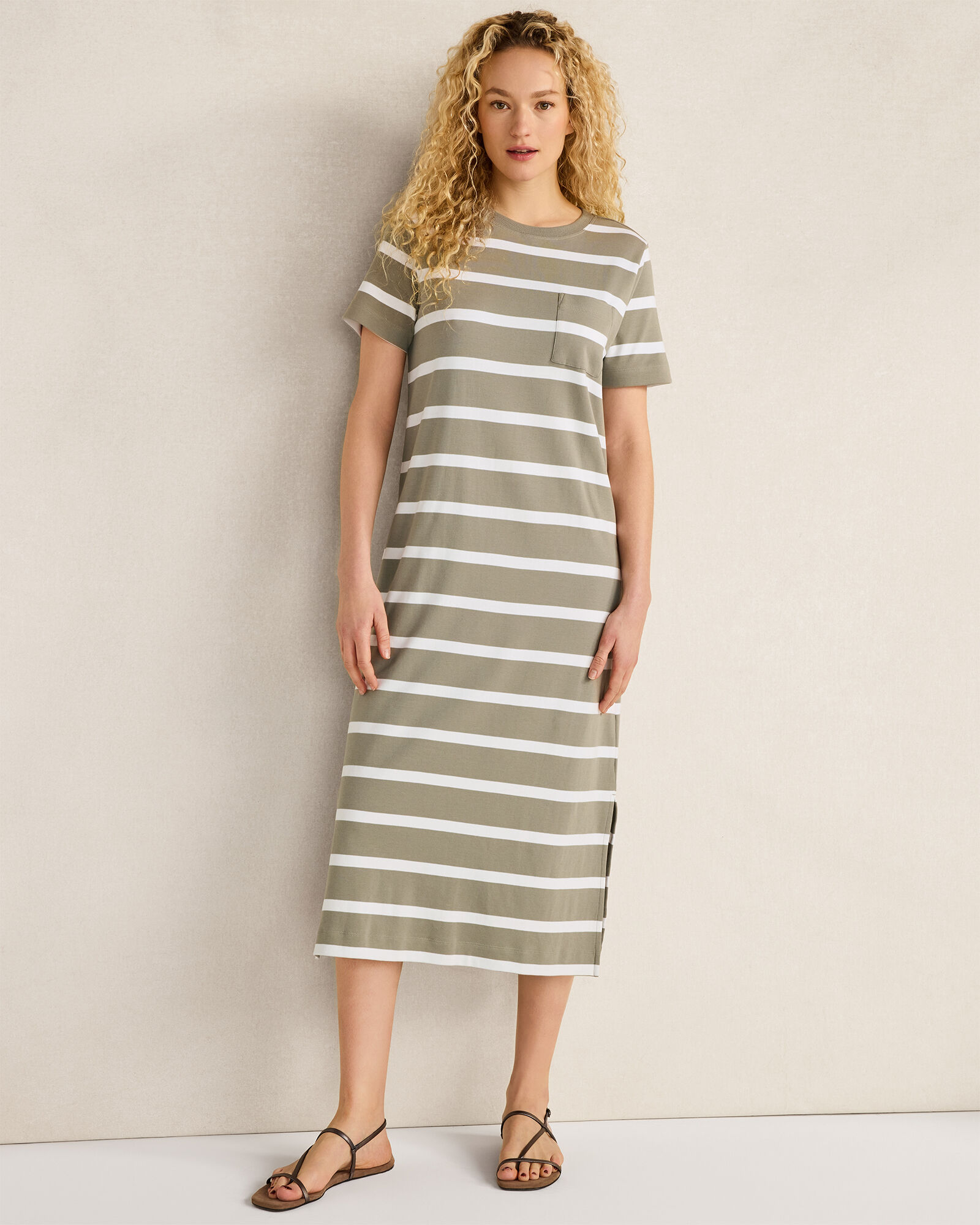 Organic Cotton Interlock Striped Short Sleeve Dress