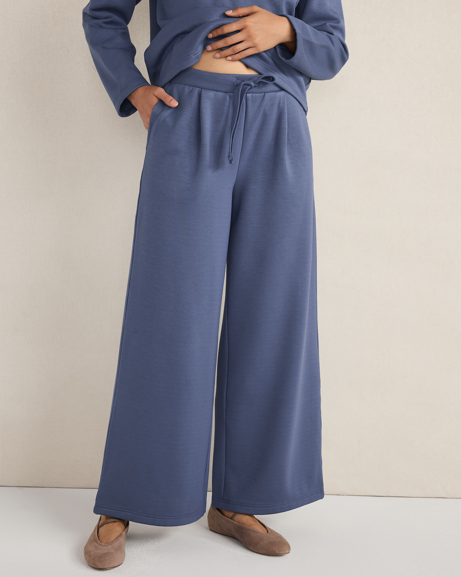 Soft-Brushed Fleece Wide Leg Pants