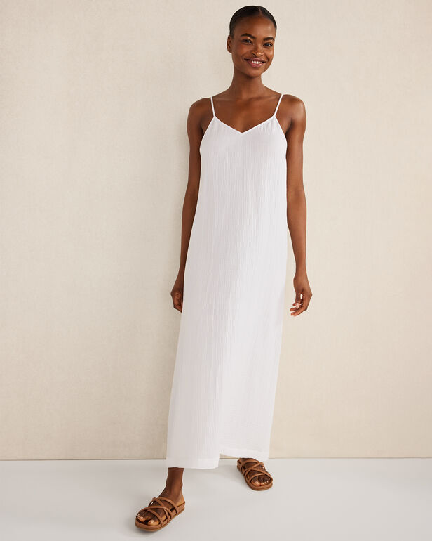 Organic Cotton Gauze V-Neck Maxi Dress