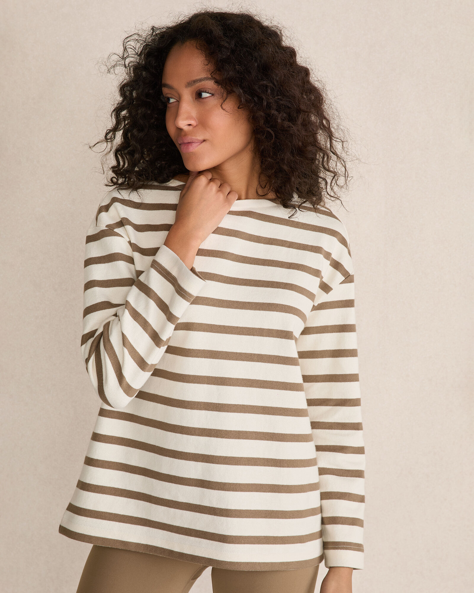 Organic Cotton Stripe Bateau Neck Top