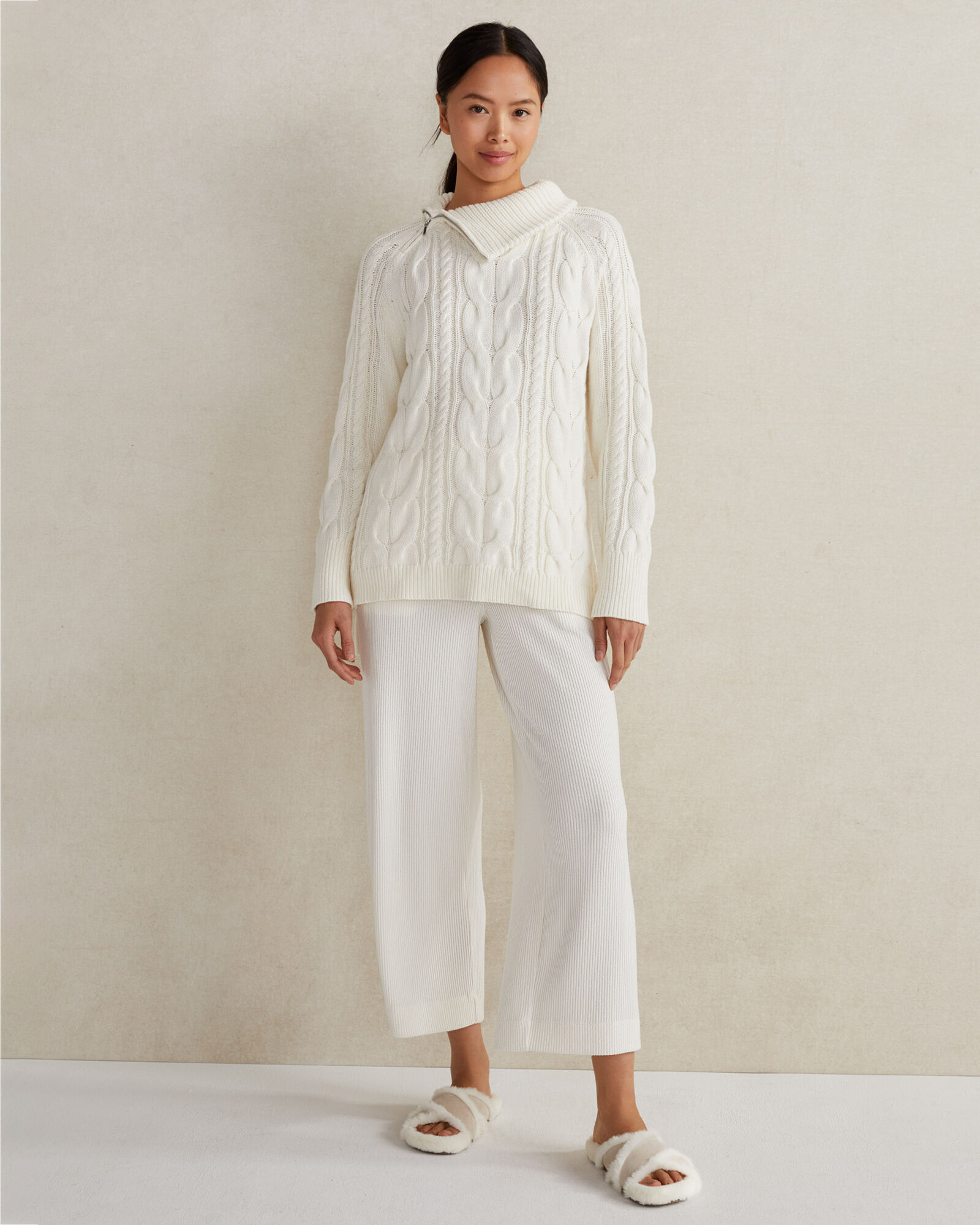 Side Zip Cable Knit Sweater