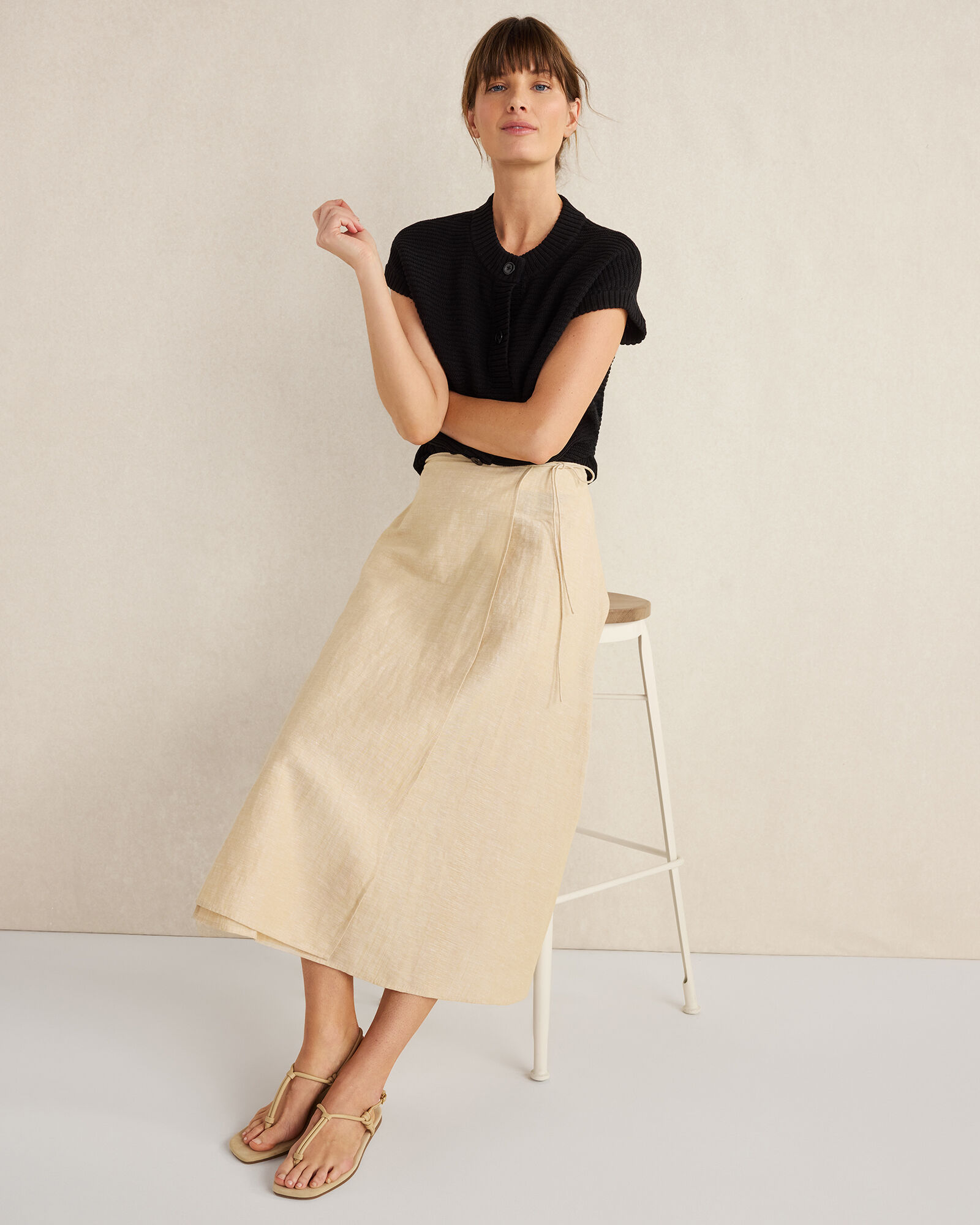 Organic Cotton Linen Wrap Skirt