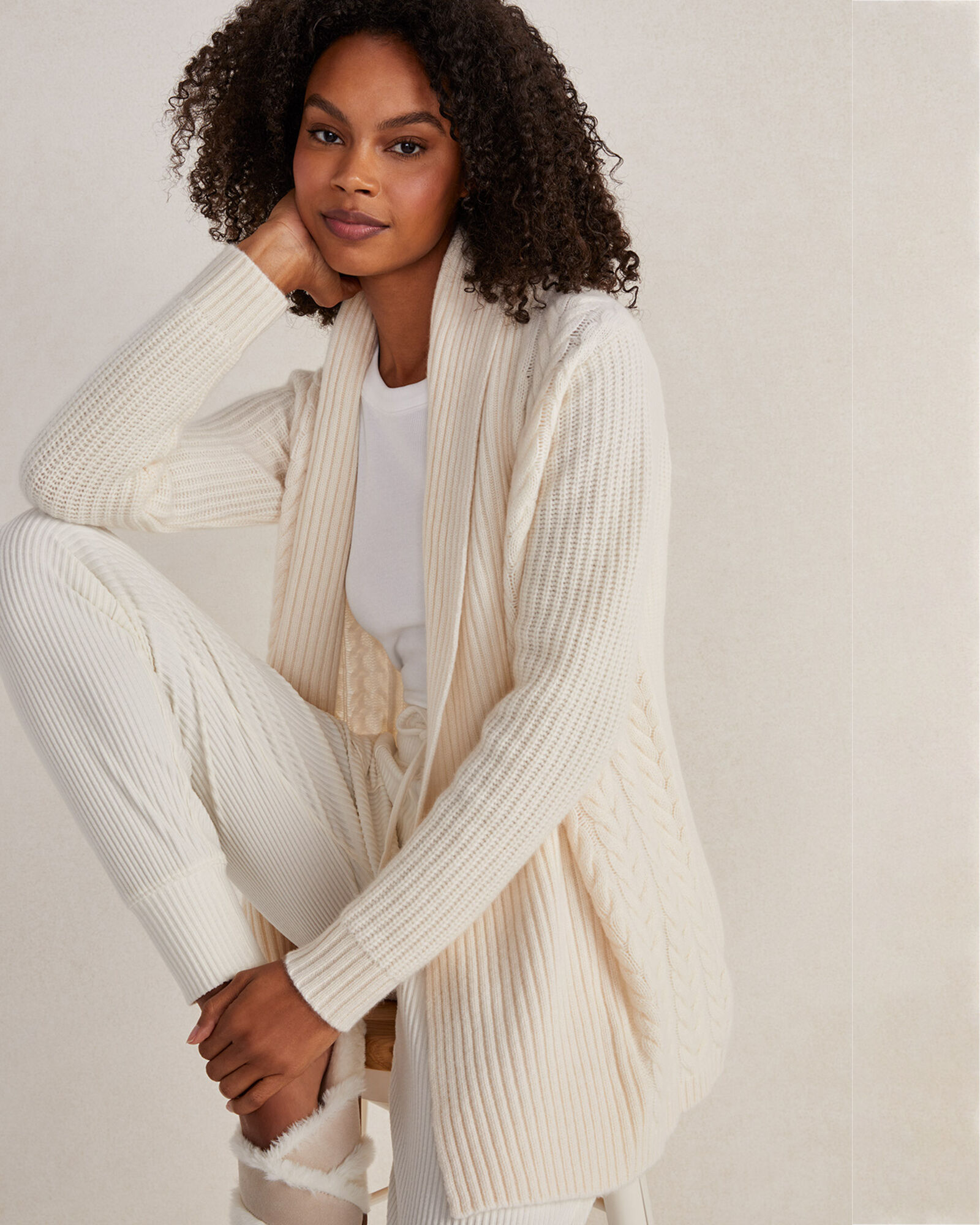 White flyaway cardigan top